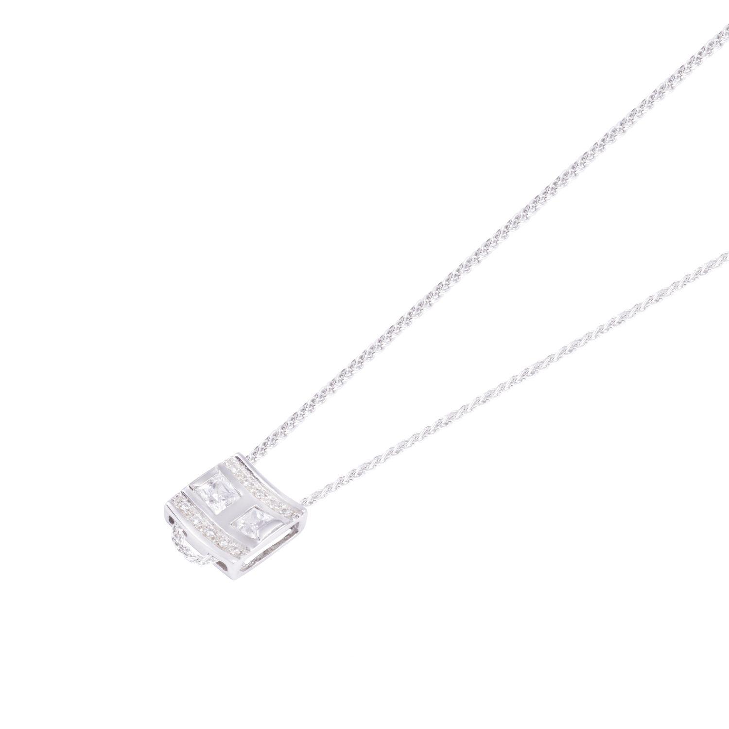 Colgante Oro Blanco 18kt Cuadrado y Líneas Circonitas-1