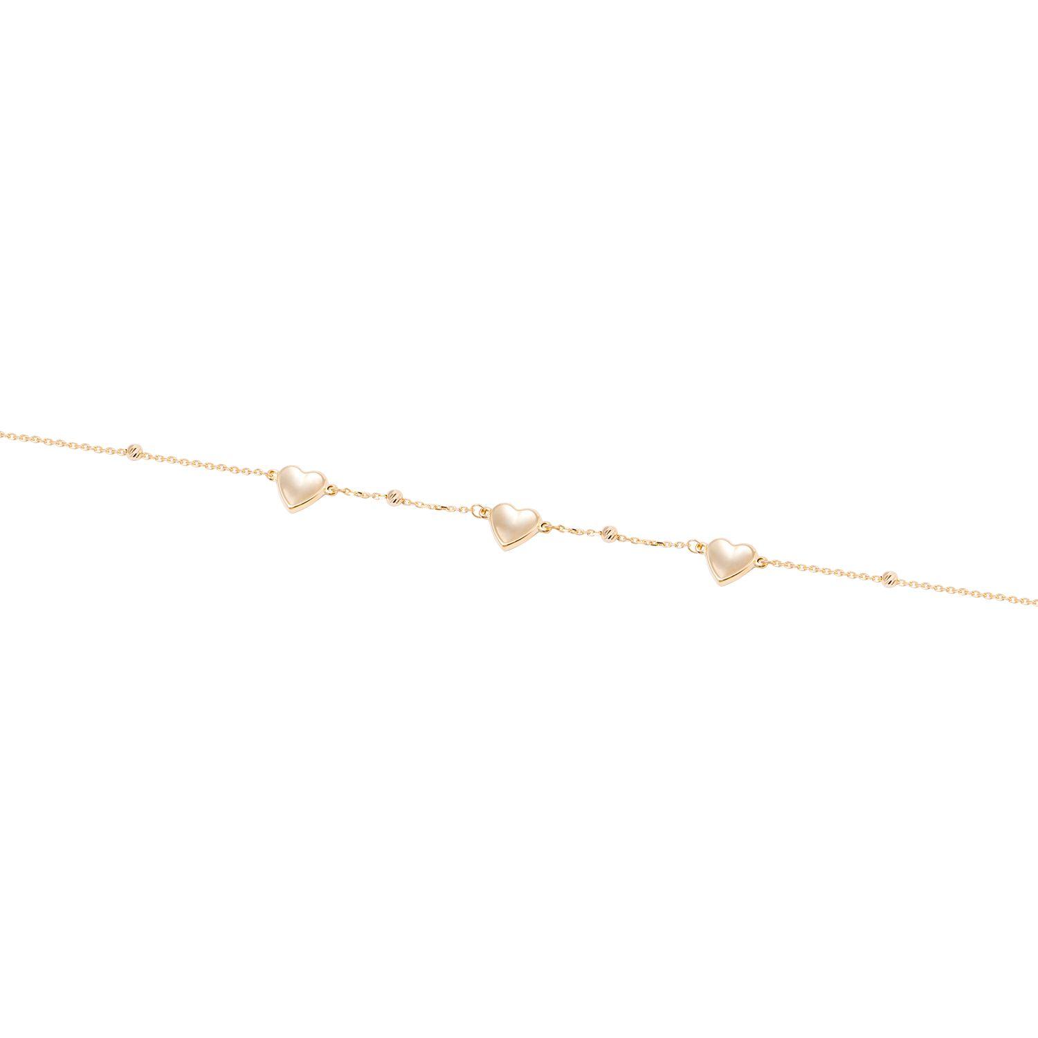 Pulsera de Oro 18kt Trío Corazones-1