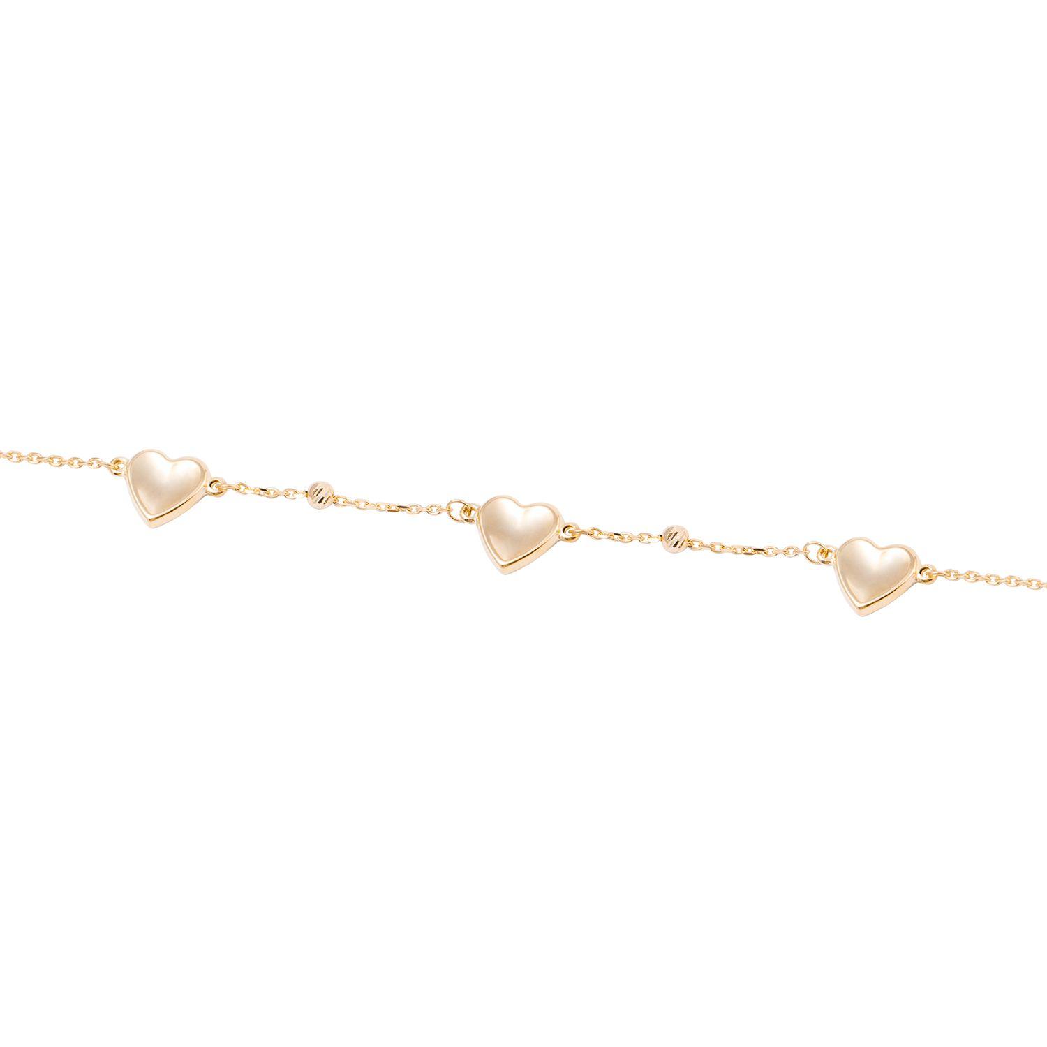 Pulsera de Oro 18kt Trío Corazones-2