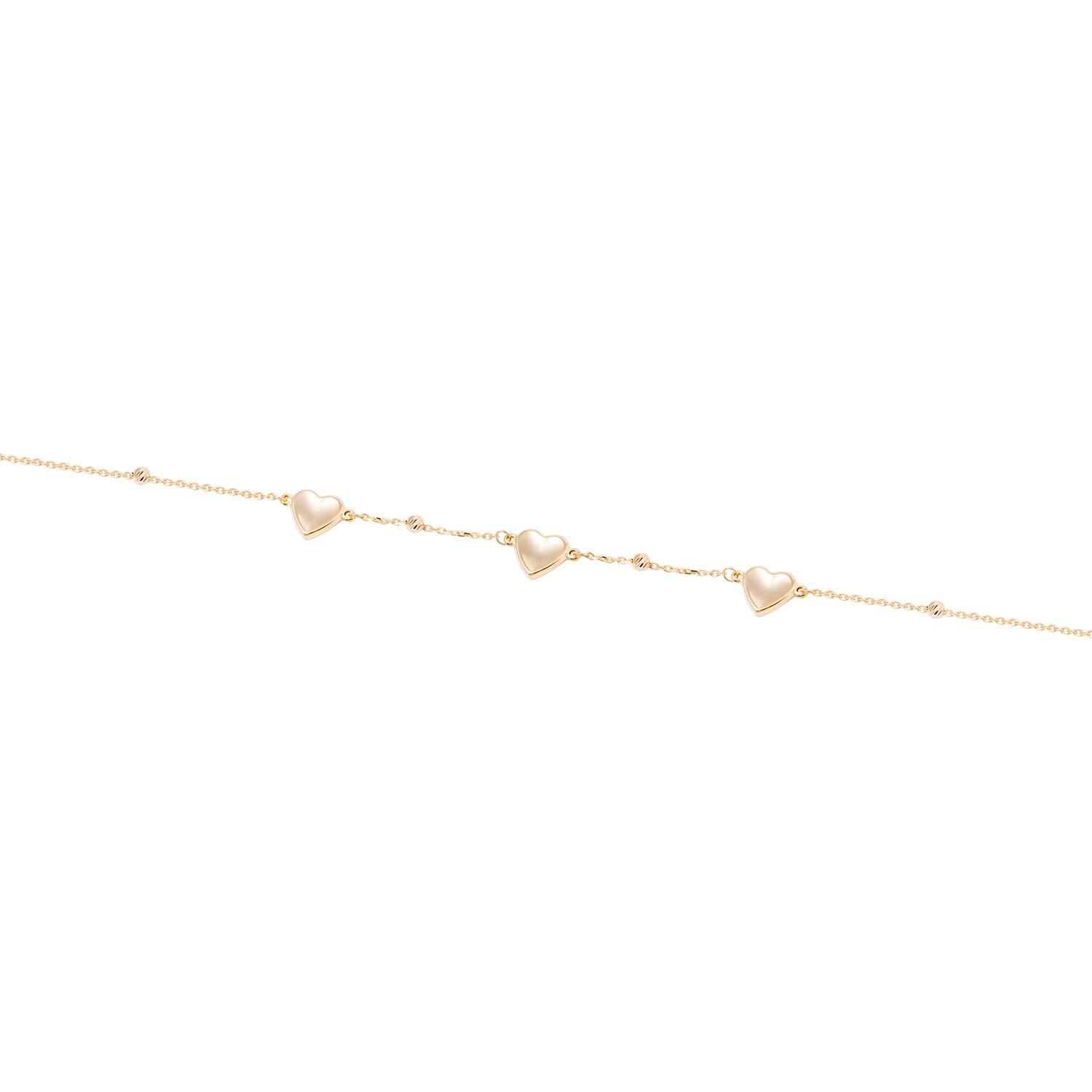 Pulsera de Oro 18kt Trío Corazones-1
