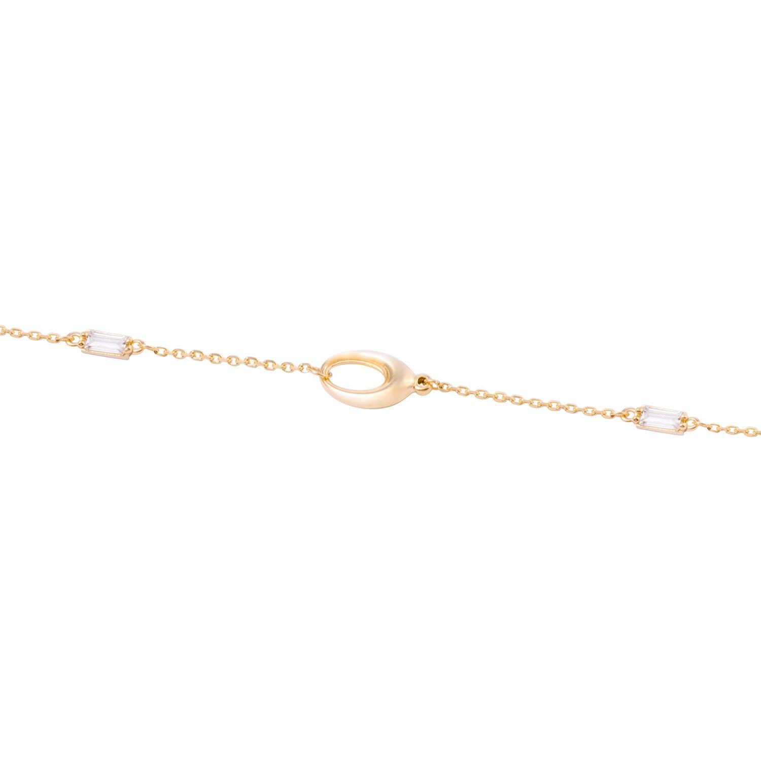 Pulsera de Oro 18kt Eslabones Ovalados y Circonitas - Baguette-2