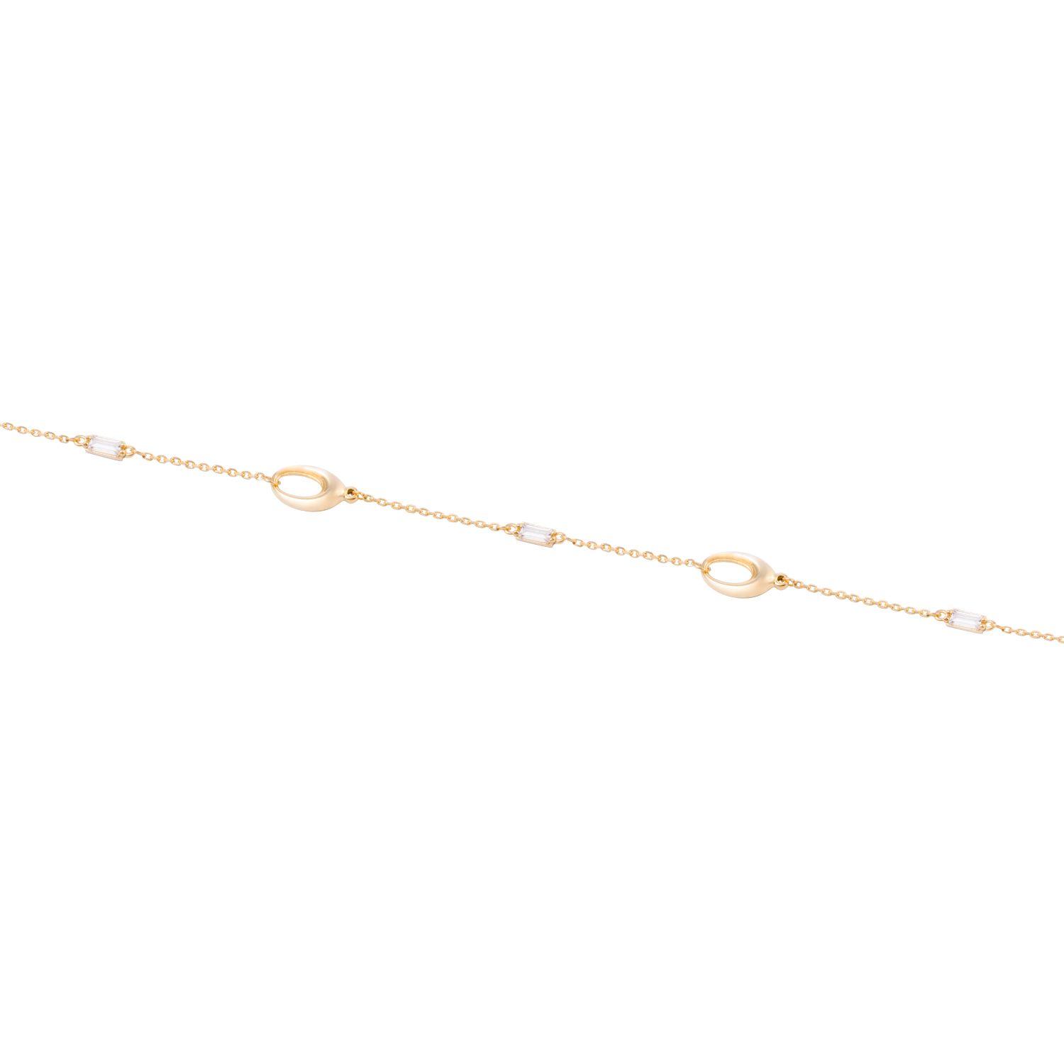 Pulsera de Oro 18kt Eslabones Ovalados y Circonitas - Baguette-0