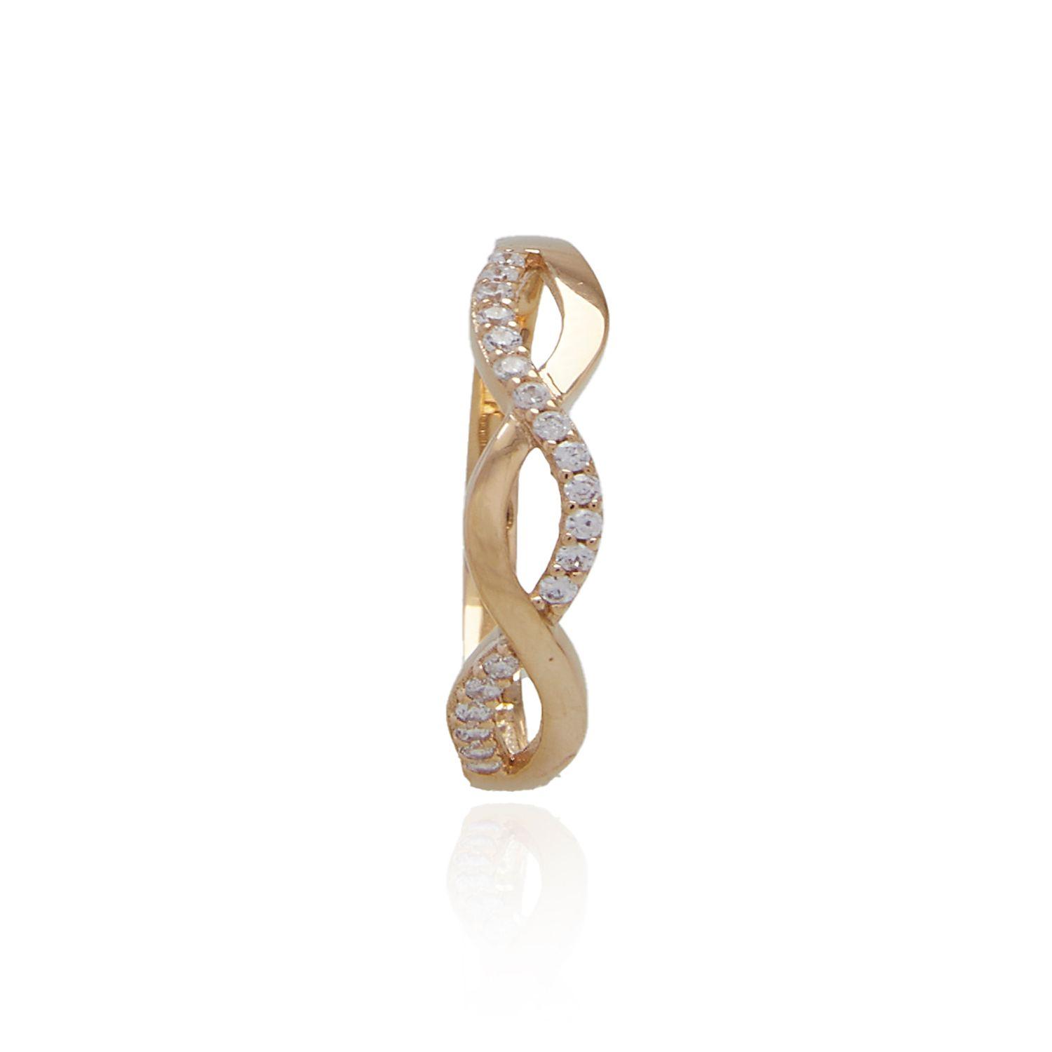 Anillo de Oro 18kt Doble Espiral Infinito Circon-0