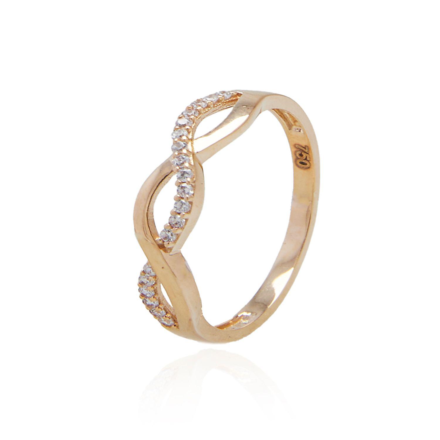 Anillo de Oro 18kt Doble Espiral Infinito Circon-2