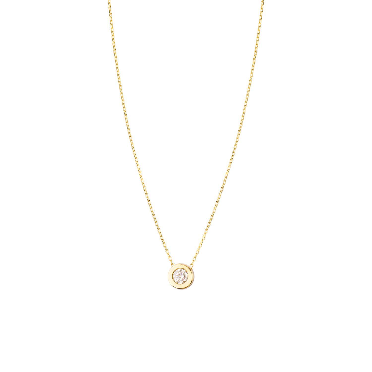 Collar de Oro Amarillo 18kt con Diamante Punto de Luz 8pts-2