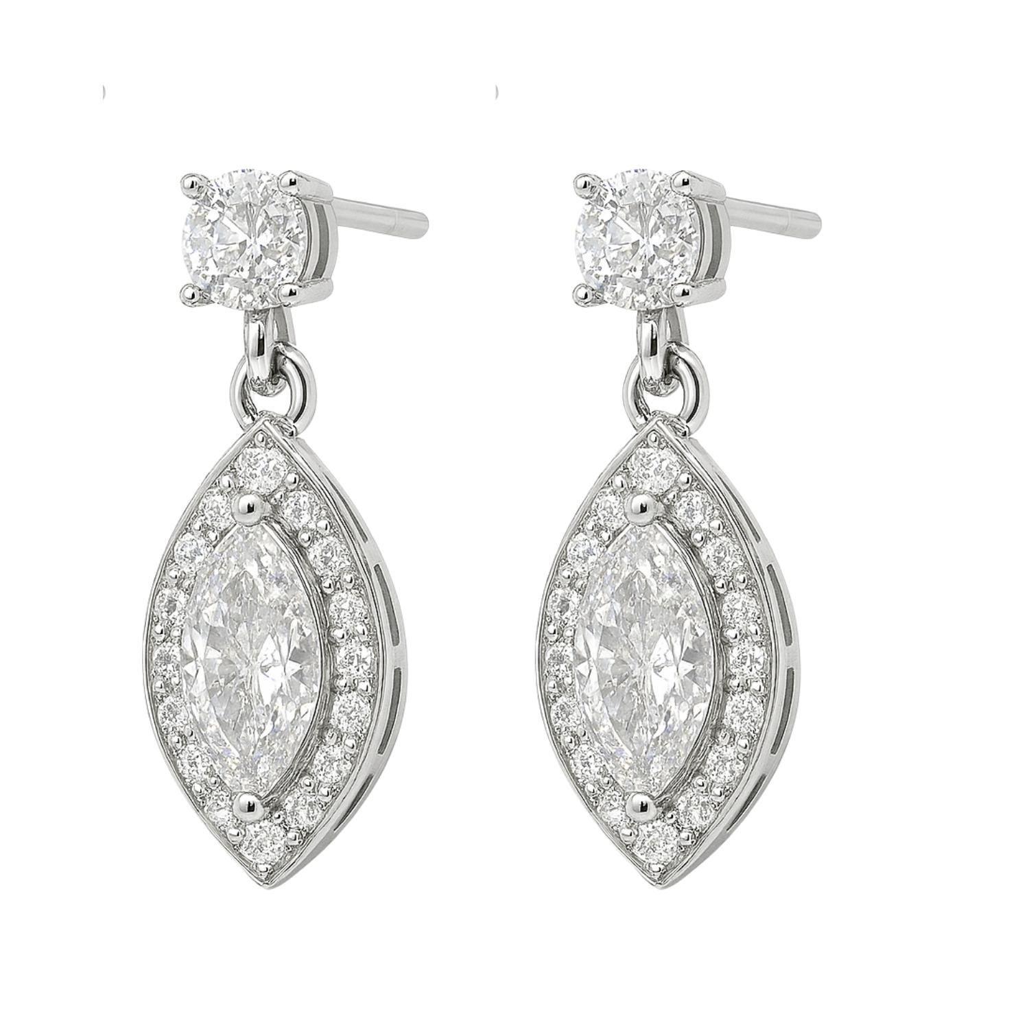Aros de Plata Esterlina 925 Circonita Marquise-1
