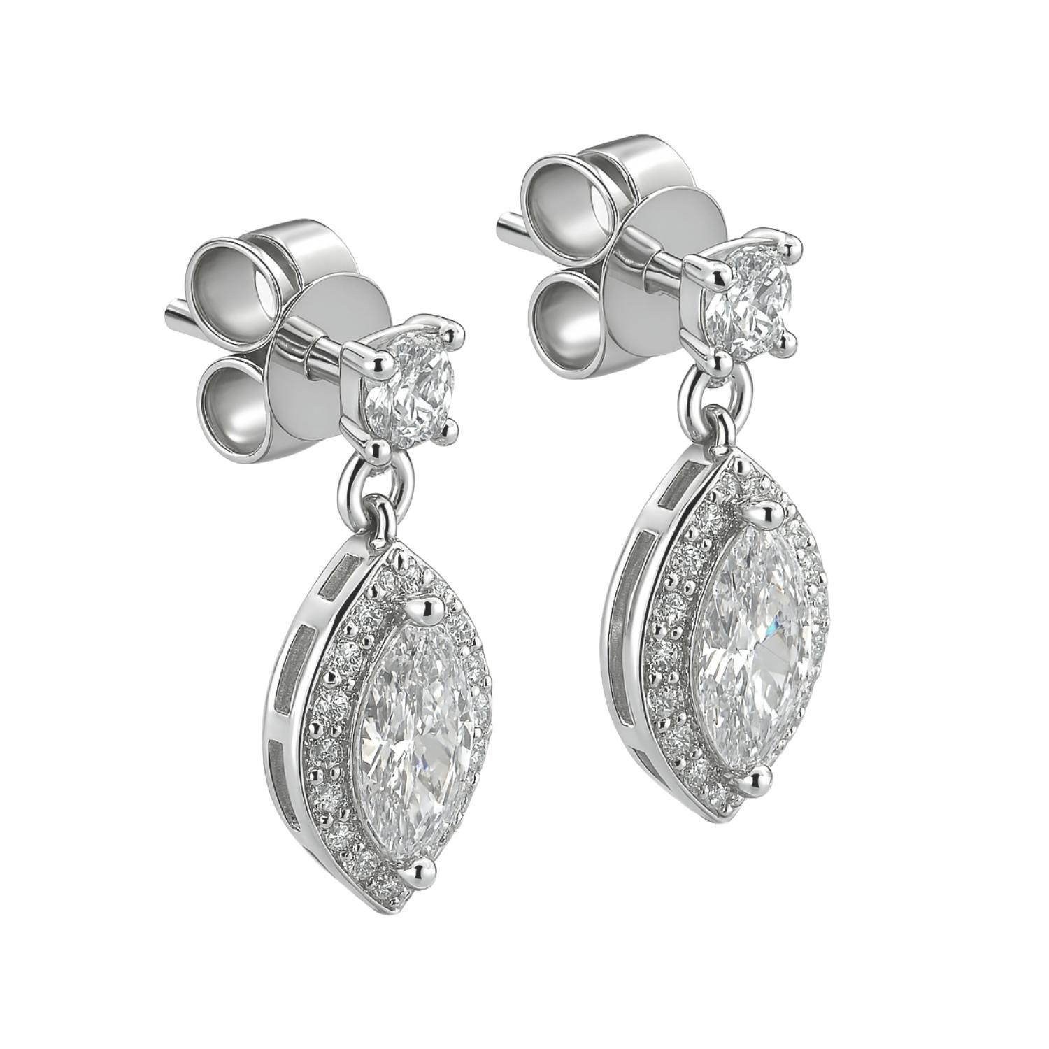 Aros de Plata Esterlina 925 Circonita Marquise-2