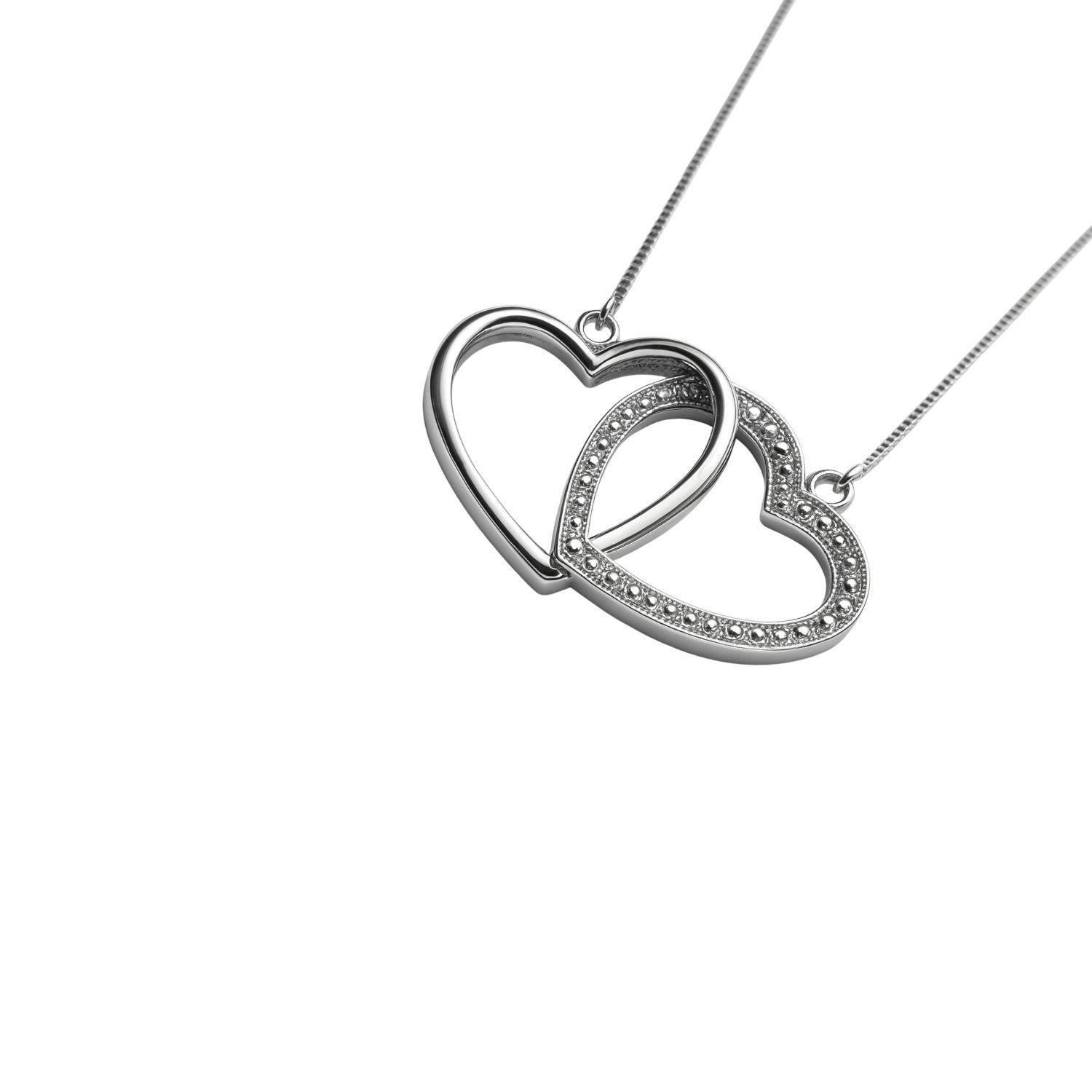 Collar Oro Blanco 18kt Corazones Entrelazados-2