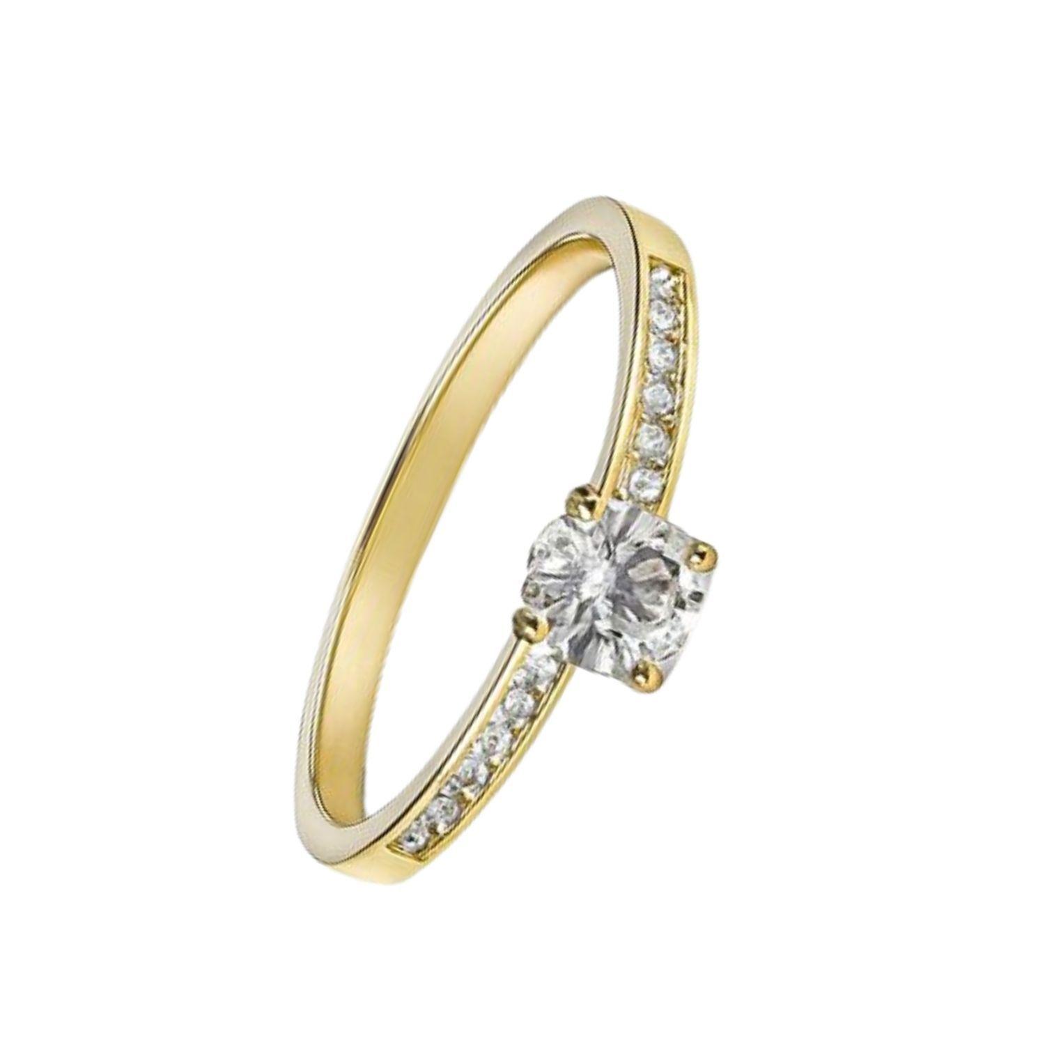 Anillo Oro Amarillo 18kt Circonita Central 4MM-1