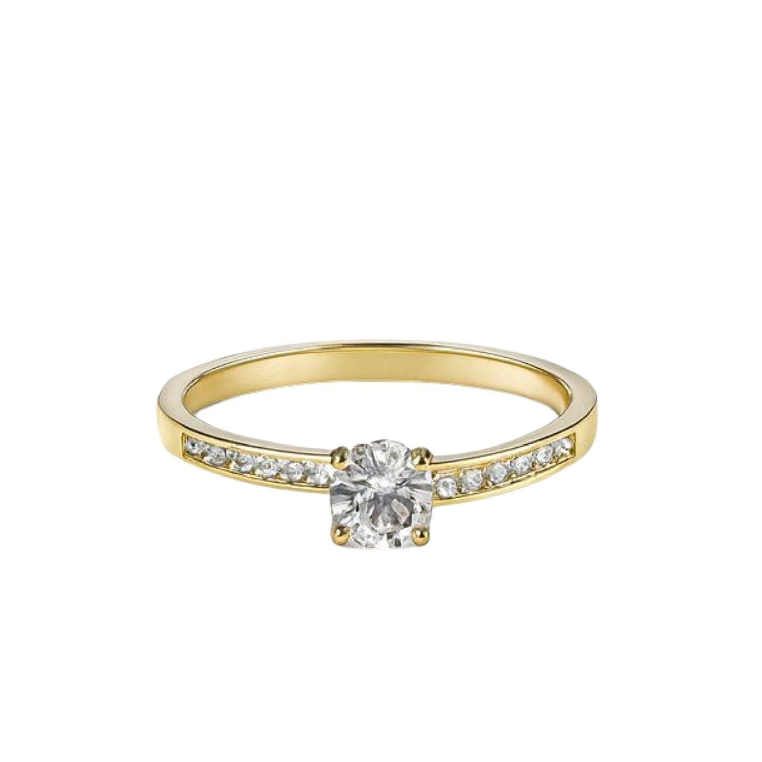 Anillo Oro Amarillo 18kt Circonita Central 4MM-2