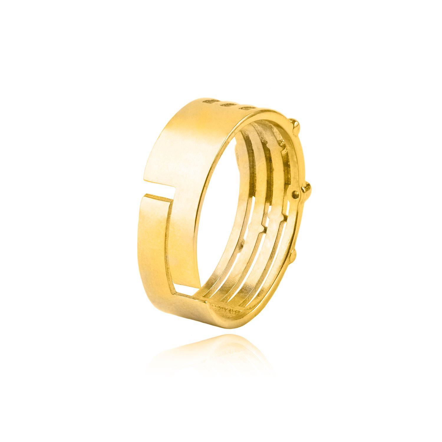 Anillo Plata Esterlina 925 Corazon Ajustable Revestido en Oro 18kt-1