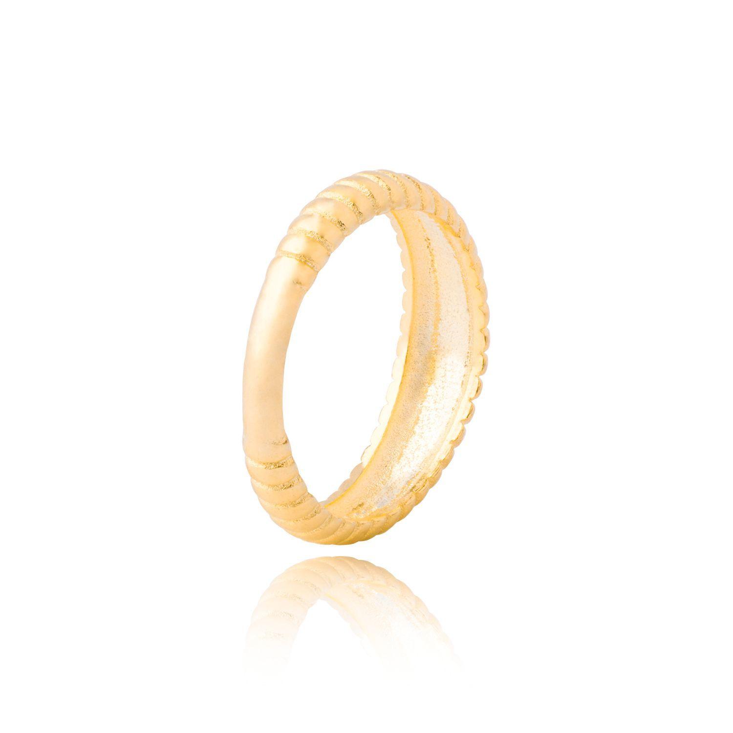 Anillo de Plata Esterlina 925 Relieve Revestido en Oro 18kt-2