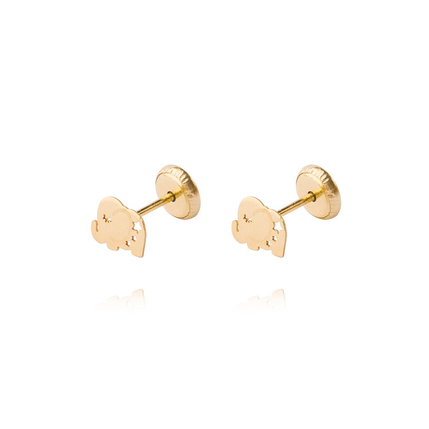 Aros de Oro 9kt Elefante Calado-0