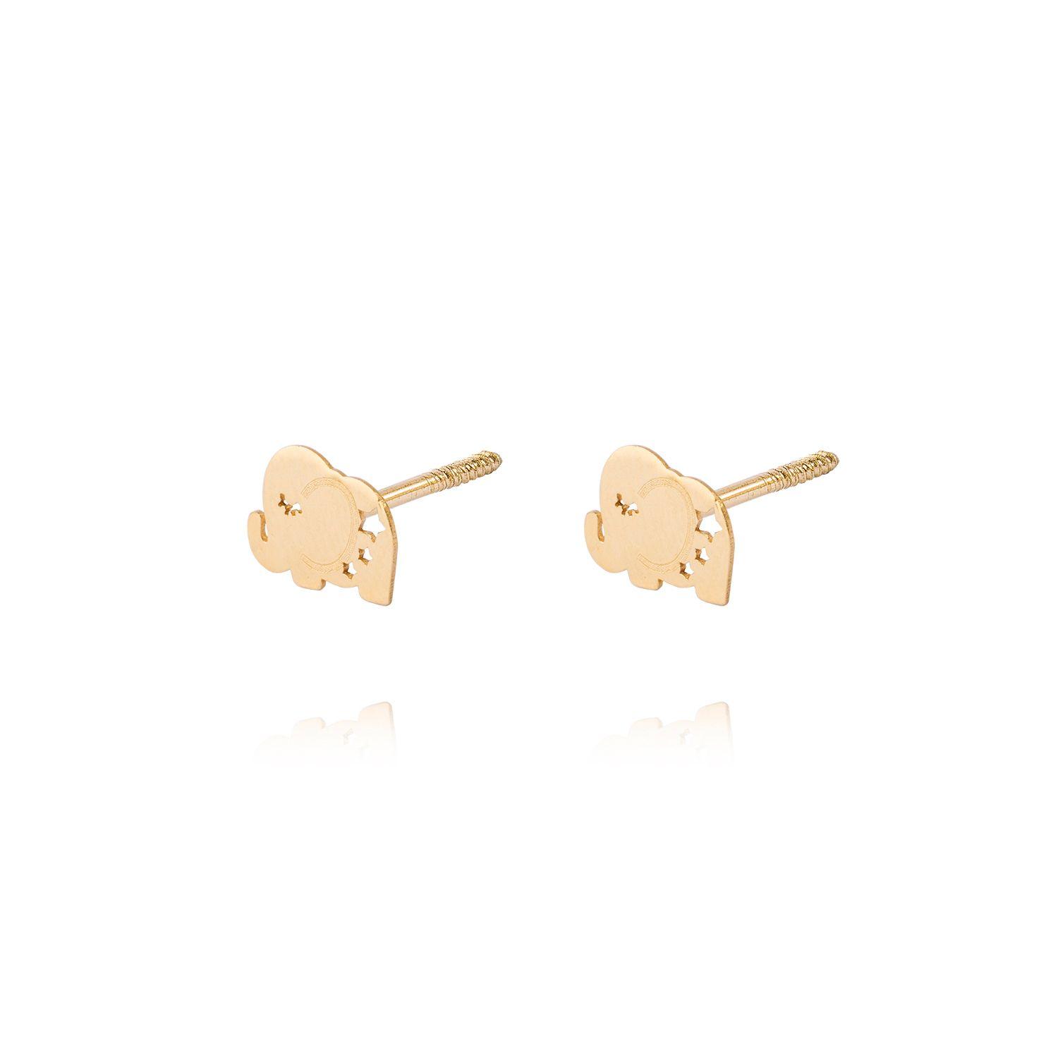 Aros de Oro 9kt Elefante Calado-1