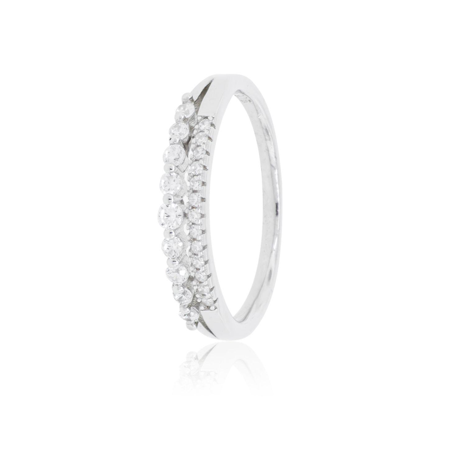 Anillo de Plata Esterlina 925 Doble Circonita-0