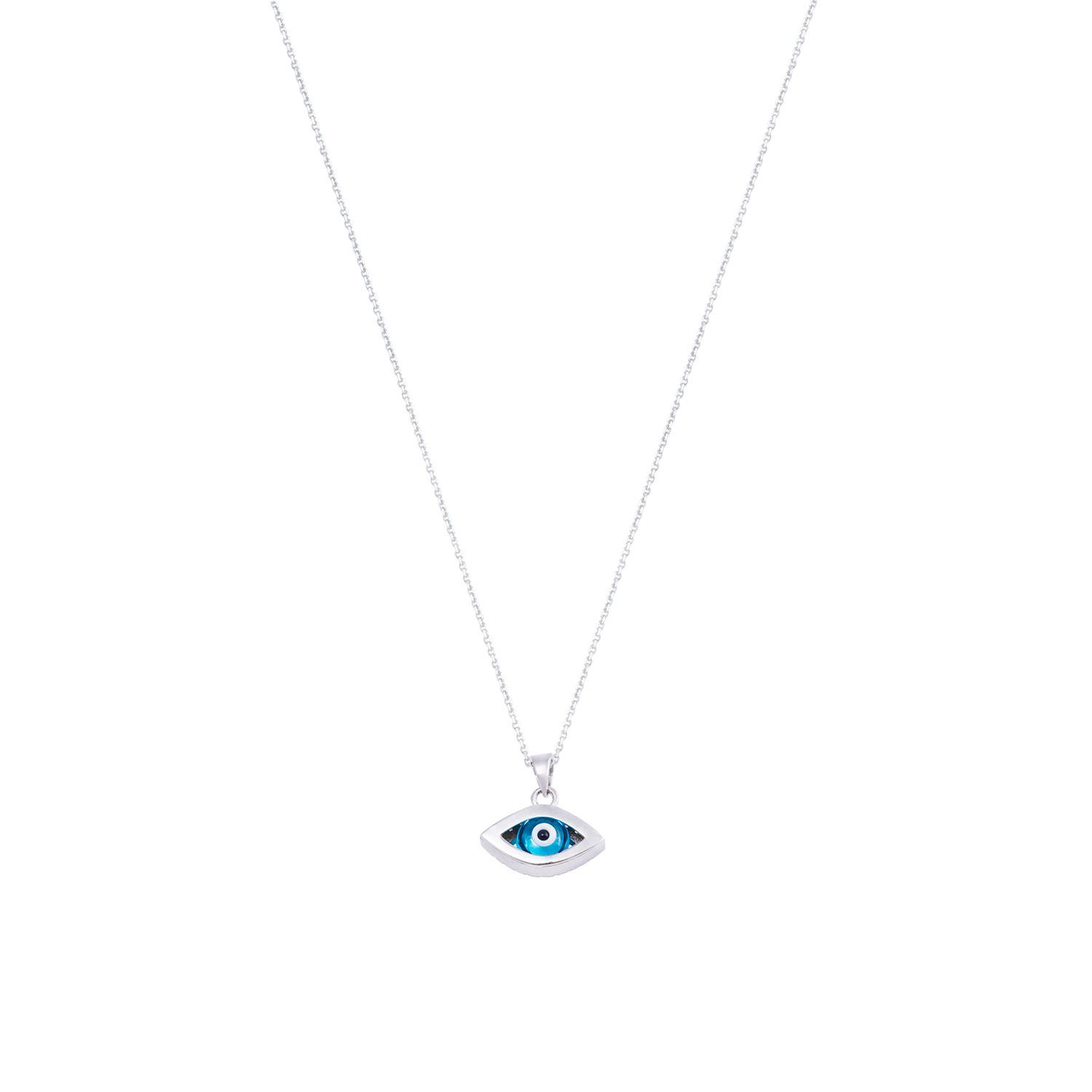 Colgante de Oro Blanco 18kt Ojo Turco Circón-2