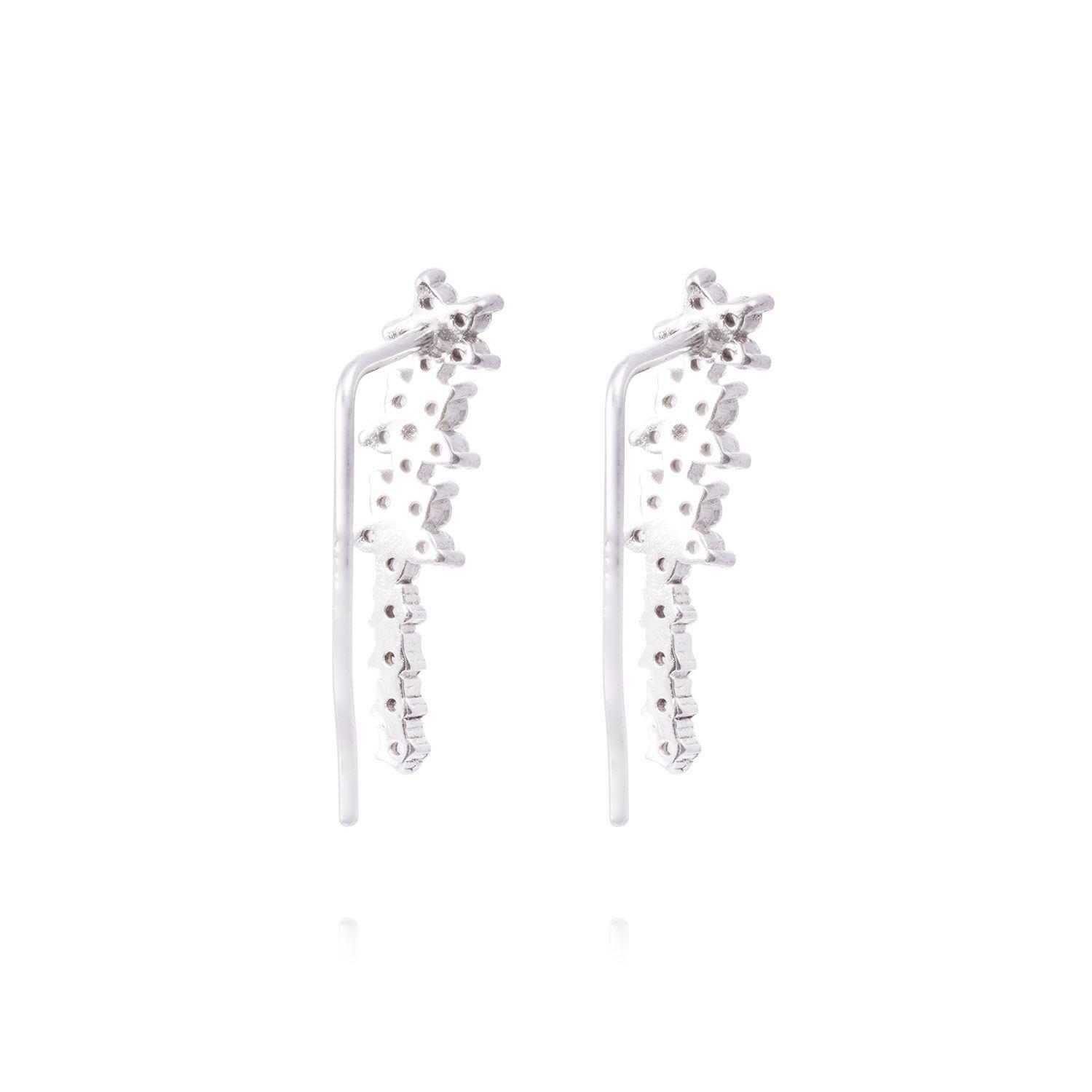 Aros de Plata Esterlina 925 Estrella con Circonita-2
