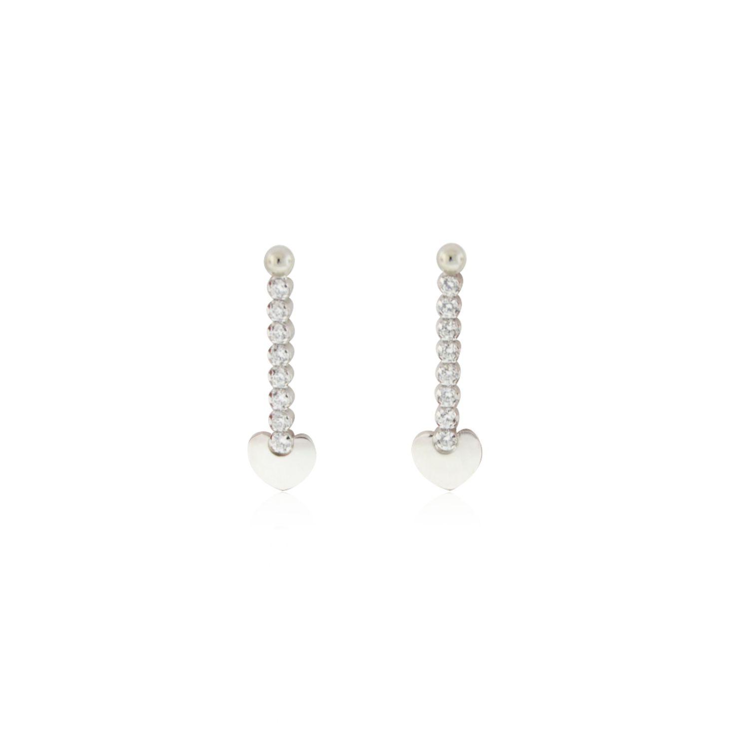 Aros de Plata Esterlina 925 Corazón Colgante Circonitas-0