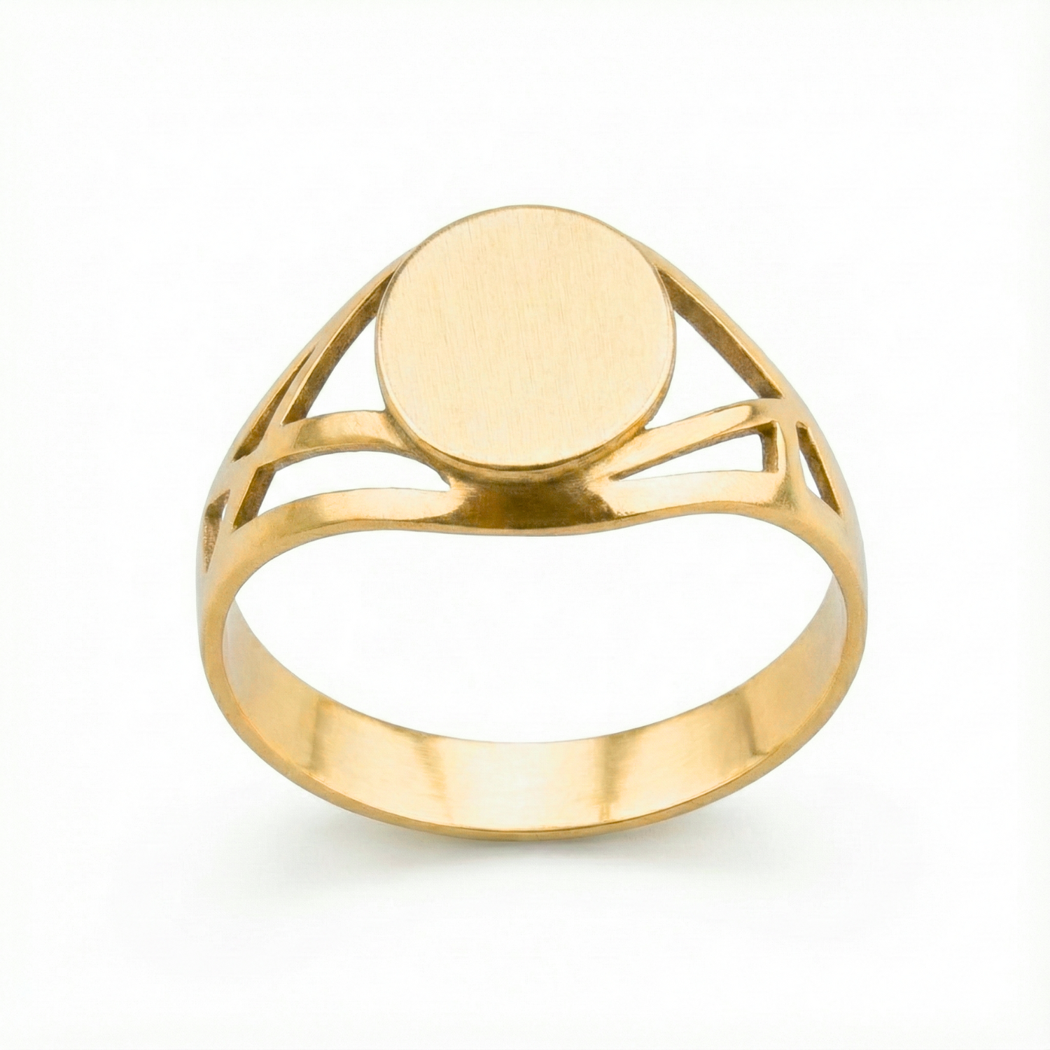 Anillo Oro 18kt Sello Redondo Calado-2