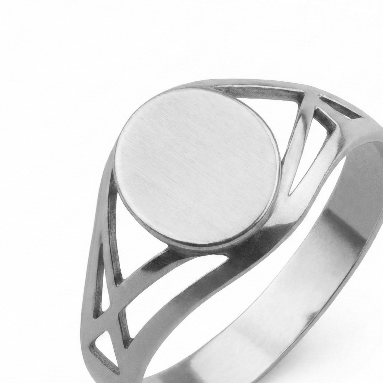 Anillo Oro 18kt Sello Redondo Calado-4