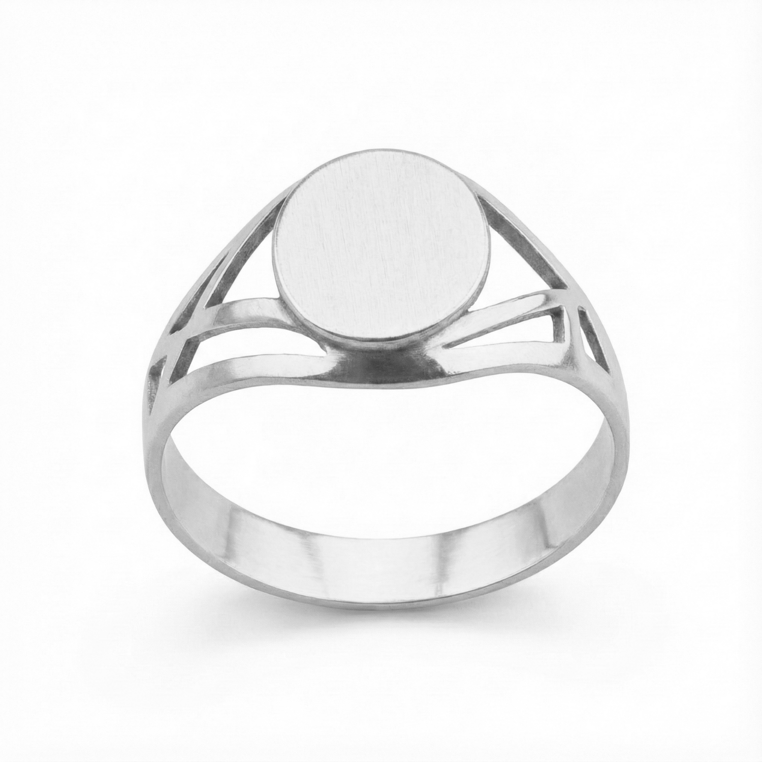 Anillo Oro 18kt Sello Redondo Calado-5