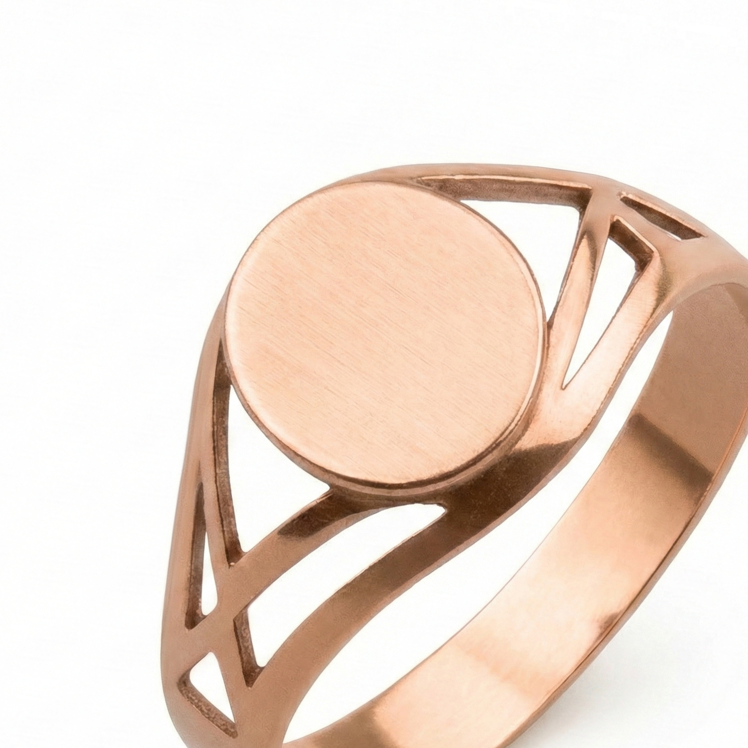 Anillo Oro 18kt Sello Redondo Calado-7