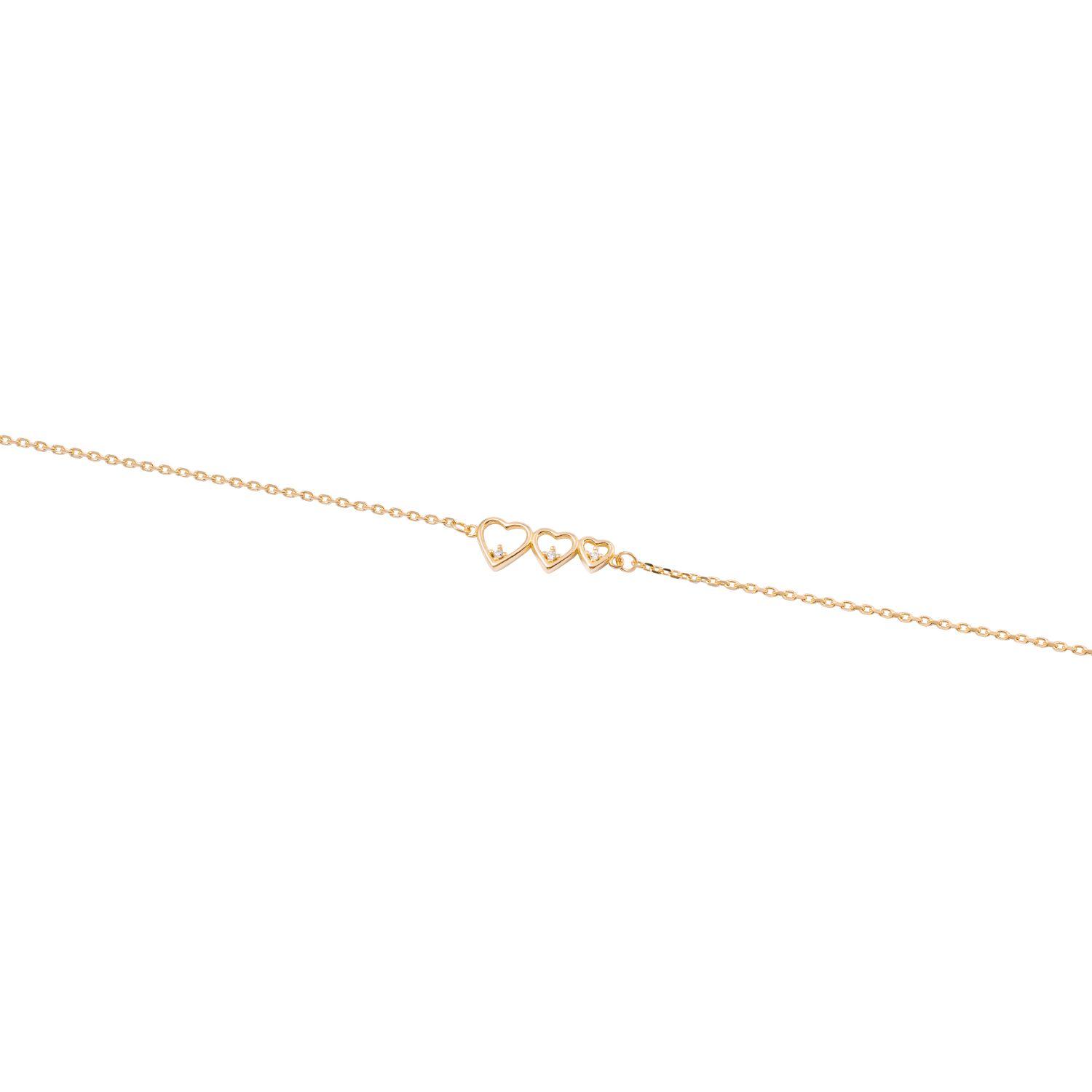 Pulsera Oro Amarillo 18kt Tres Corazones-2