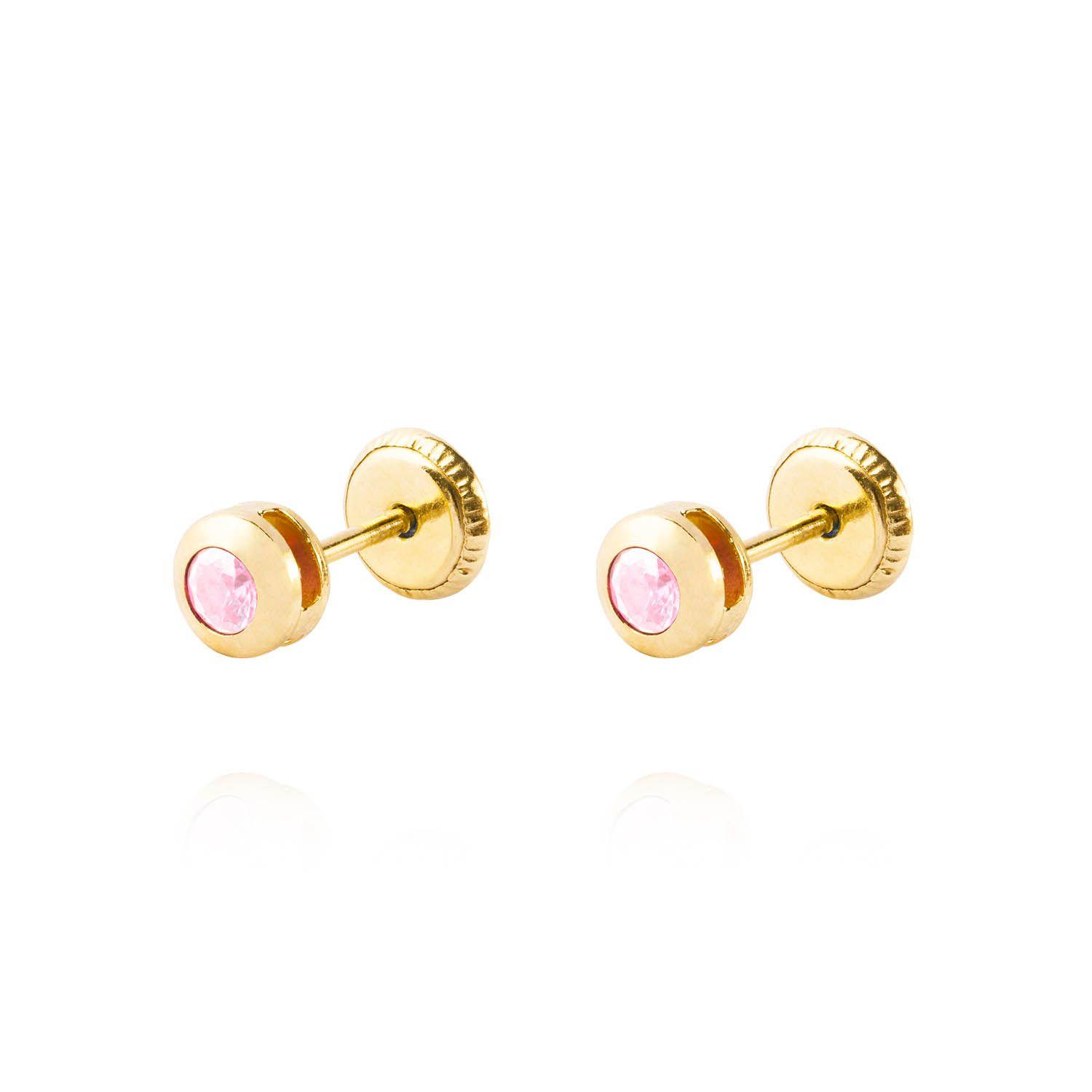 Aros de Oro 18kt Punto de Luz 2,5mm Rosa Francia-0