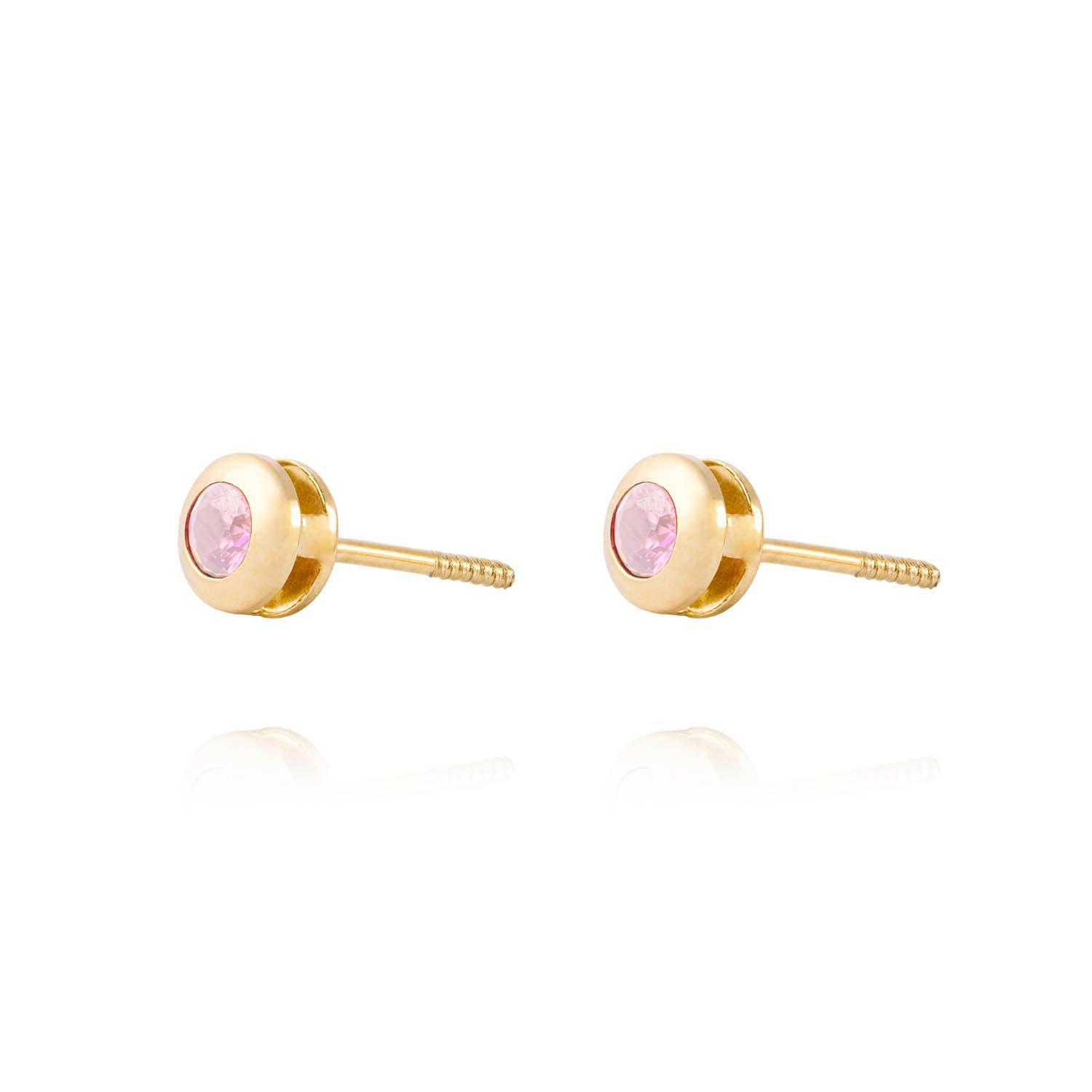 Aros de Oro 18kt Punto de Luz 2,5mm Rosa Francia-1