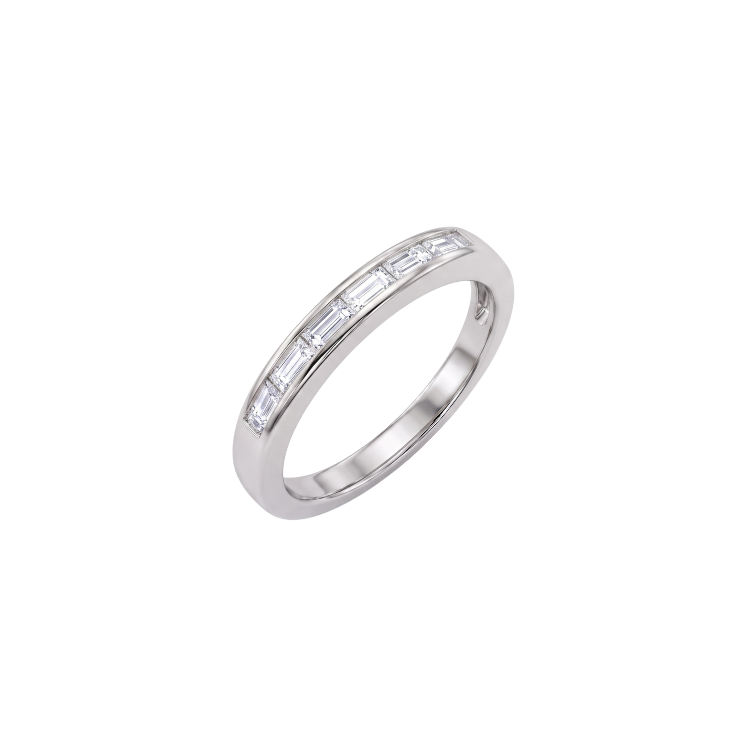Anillo de Plata Esterlina 925 Riel Circon Baguette-0
