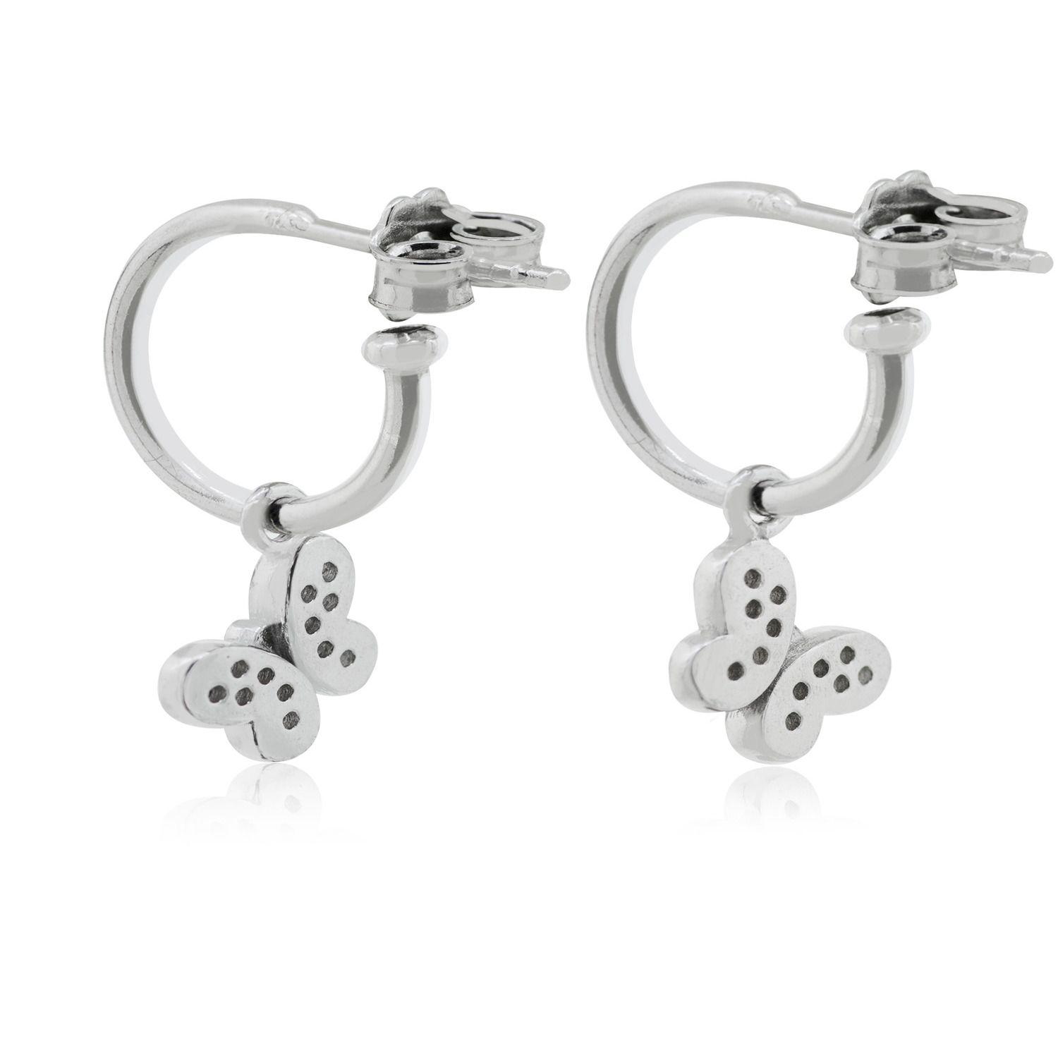 Aros de Plata Esterlina 925 Argollas Circonita Mariposa-1