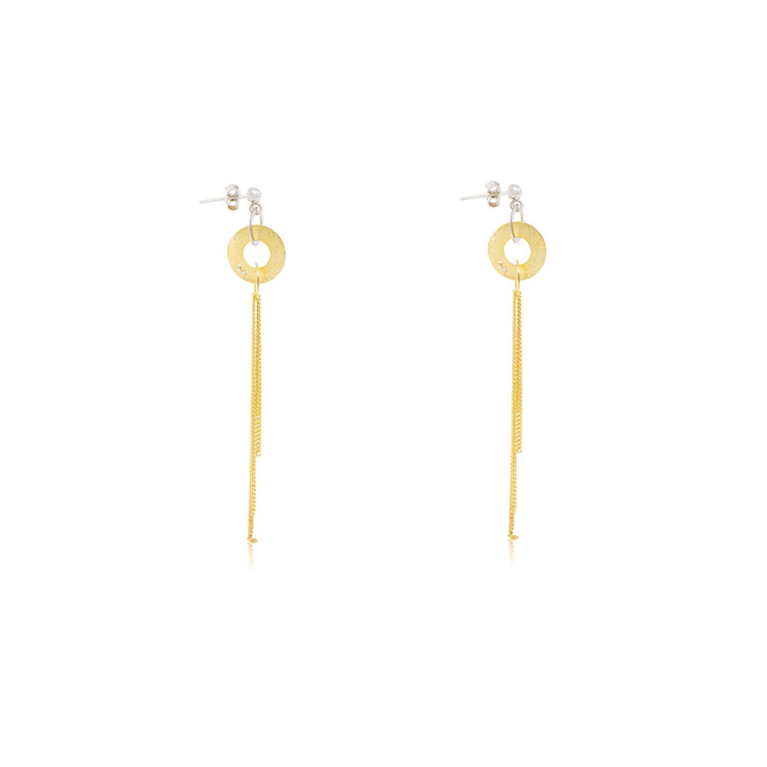 Aros de Plata Esterlina 925 Cadena Bicolor-2