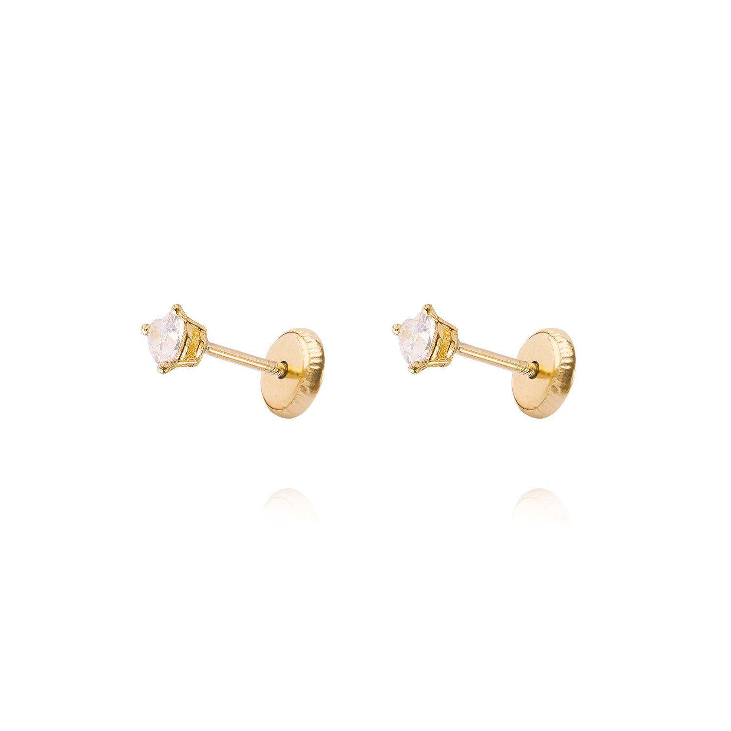 Aros de Oro 9kt Corazon Circon pequeño 3 Grifas-0