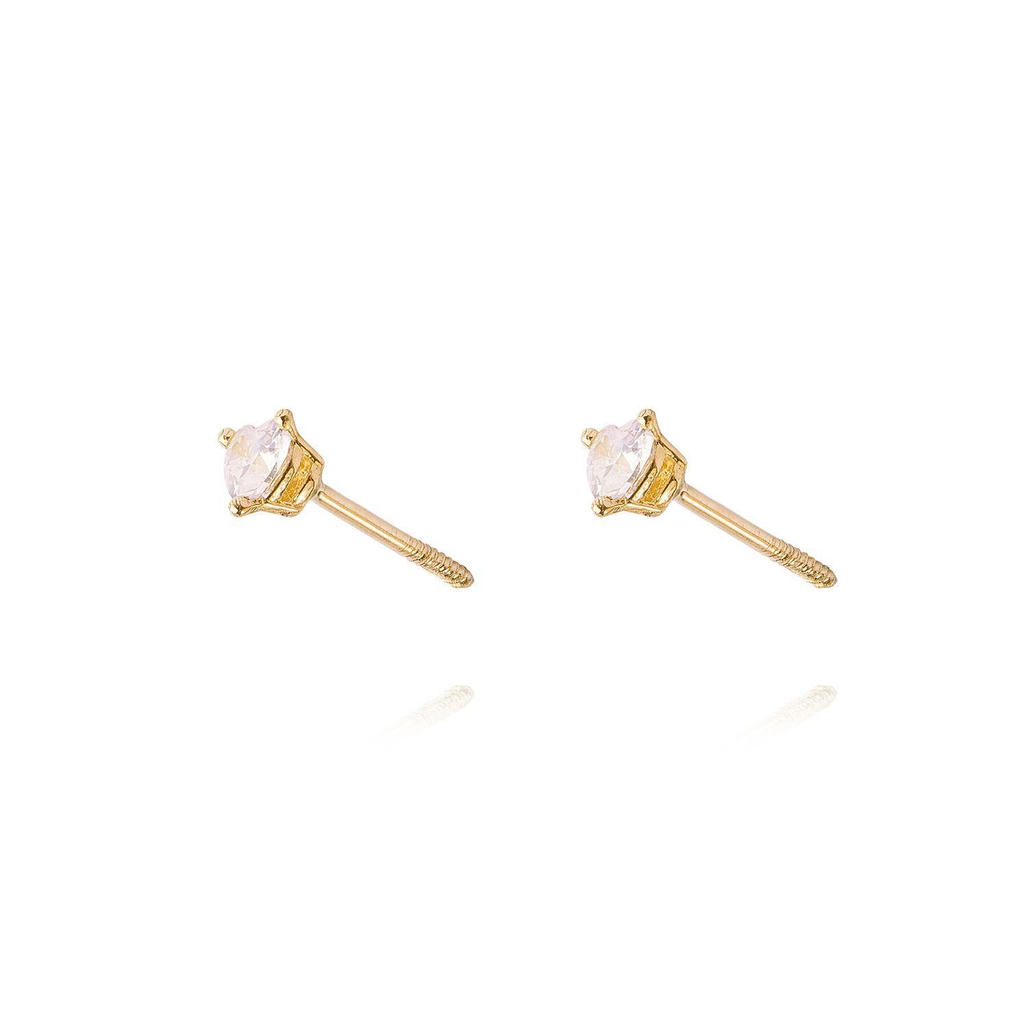 Aros de Oro 9kt Corazon Circon pequeño 3 Grifas-1