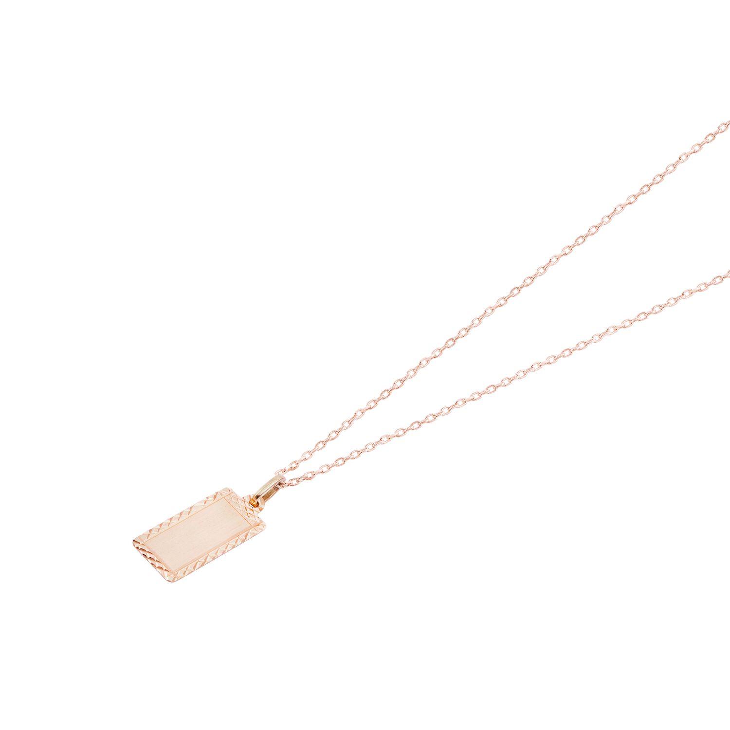 Colgante Oro Miel 18kt Placa Rectangular-2
