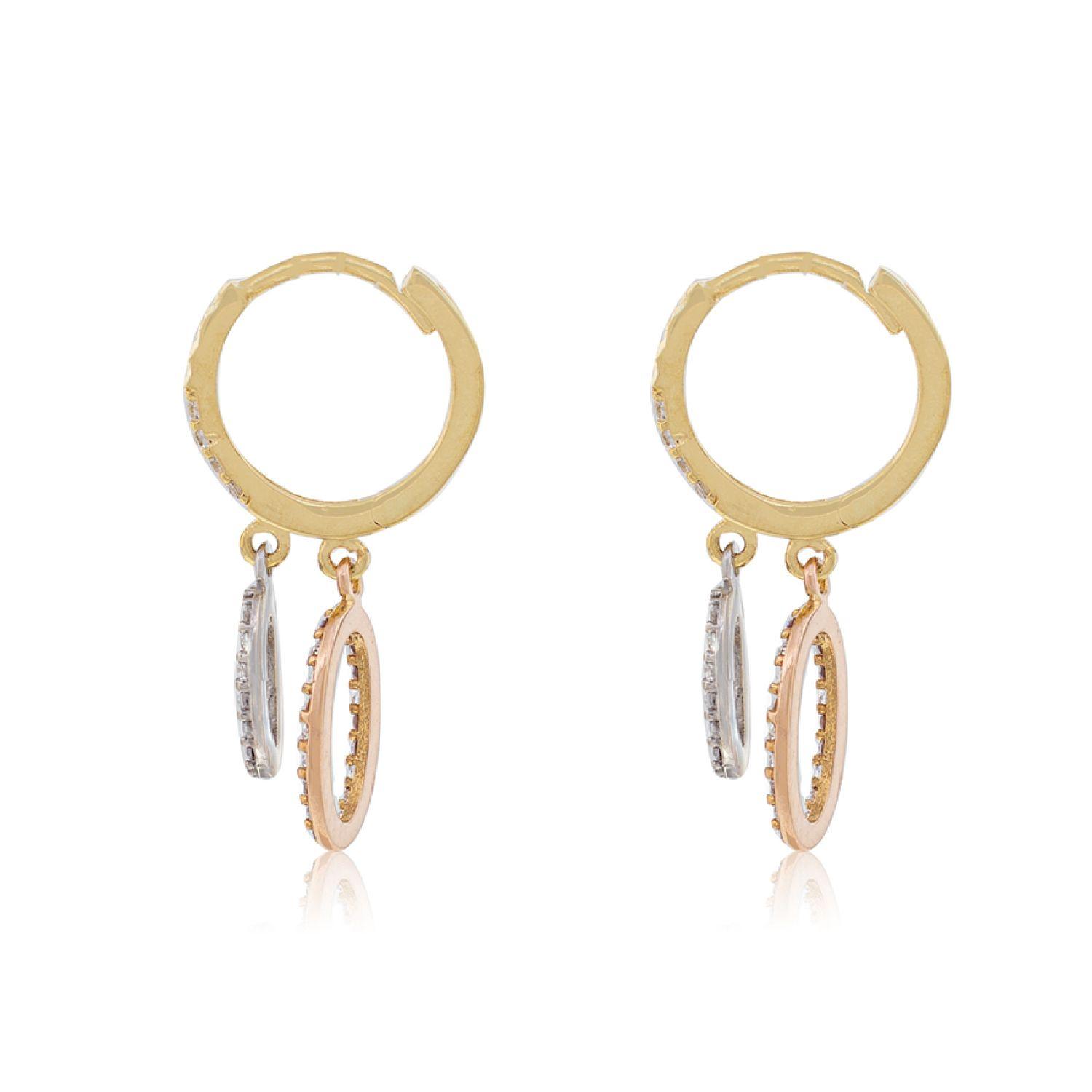 Aros de Oro 18kt Argollas Tricolor Labrada-2