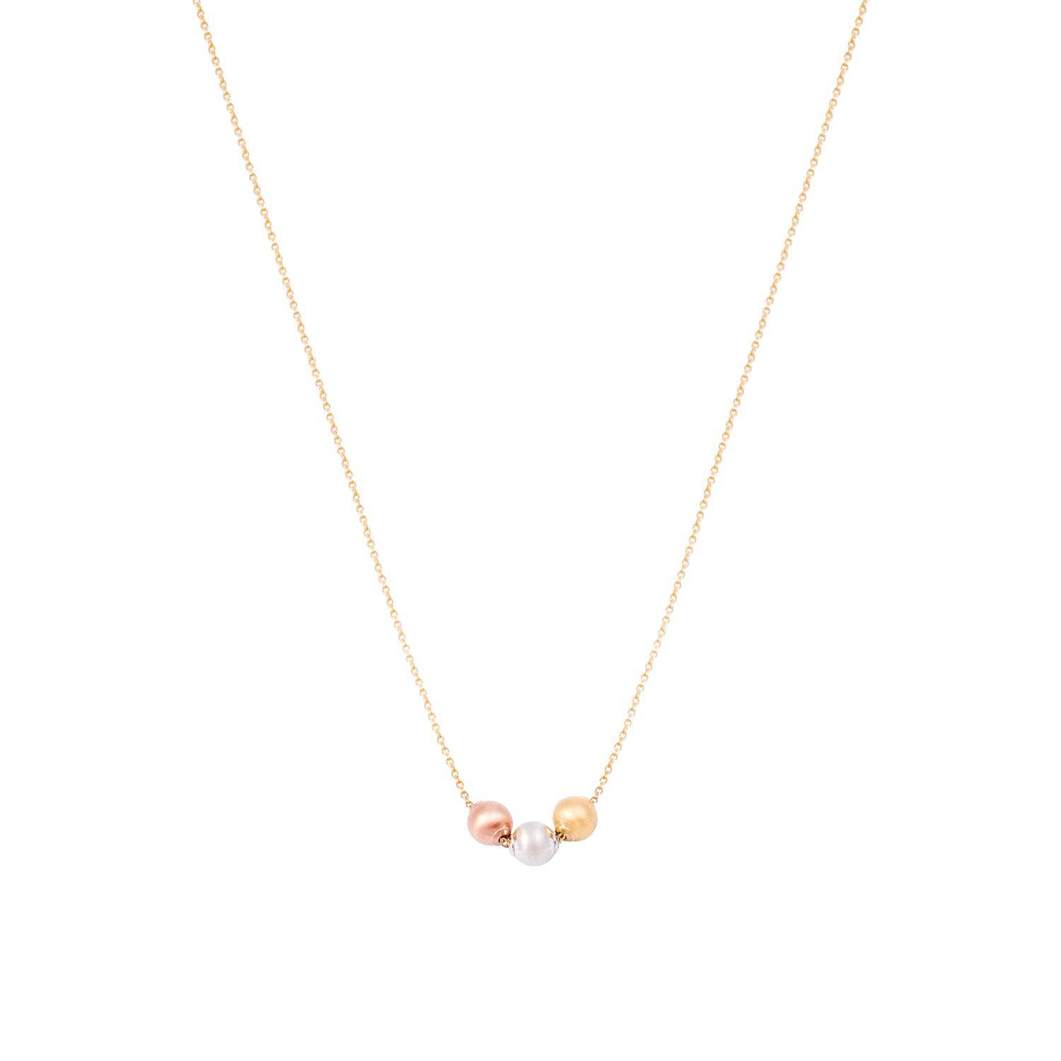 Collar Oro Amarillo 18kt 3 Bolitas Tricolor-2