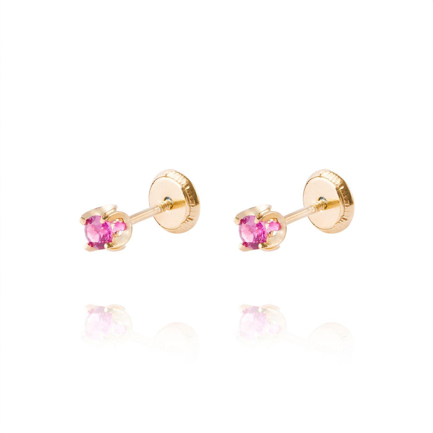 Aros de Oro 18kt Rubí 3MM-0