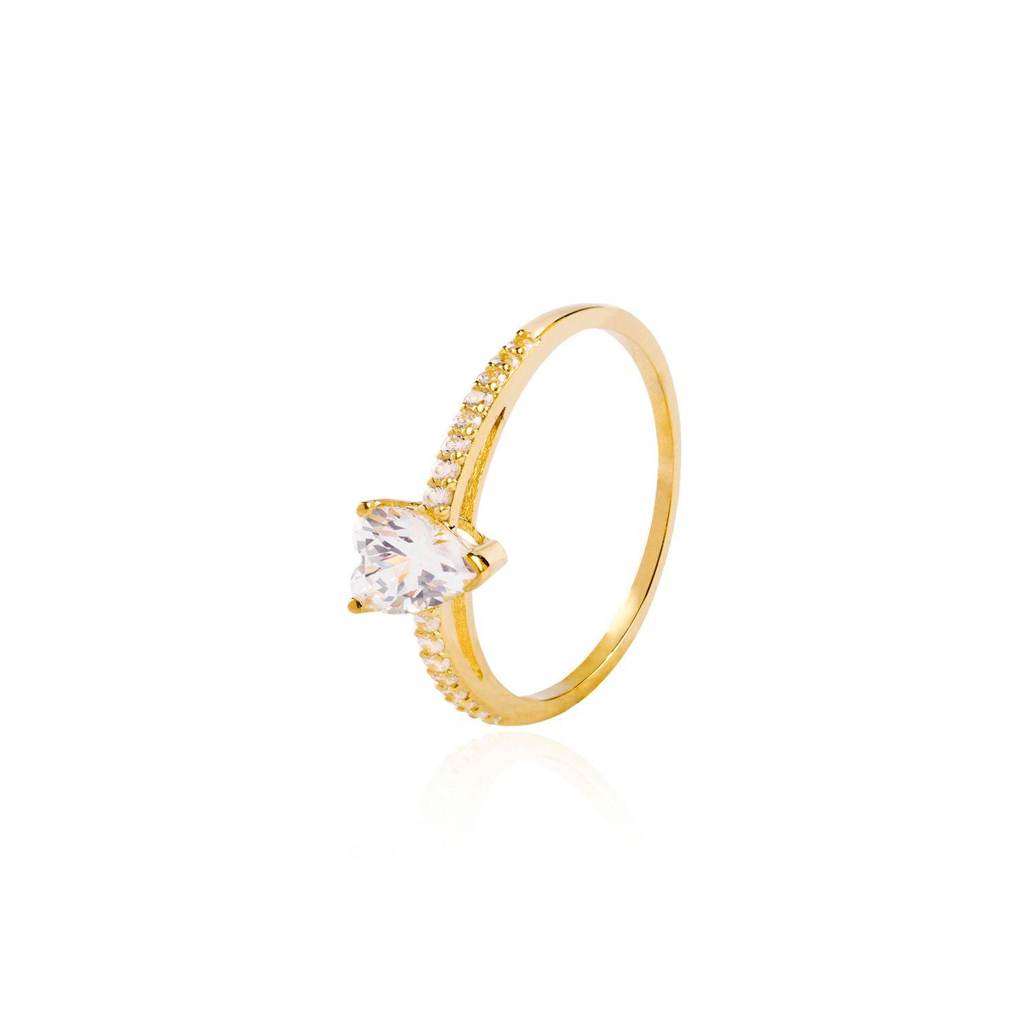 Anillo Compromiso de Oro 18Kt Corazón Circonitas-0