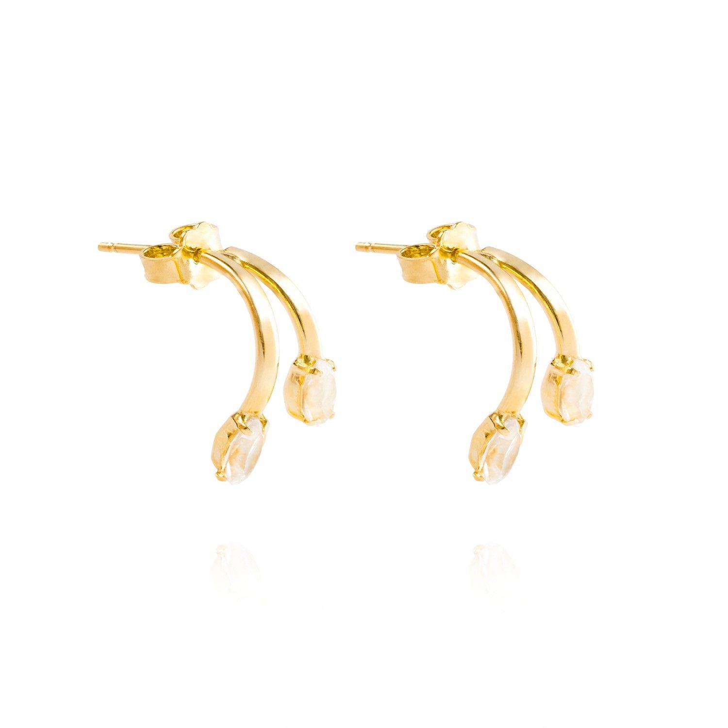 Aros de Plata Esterlina 925 Oval Doble Revestido en Oro 18kt-2