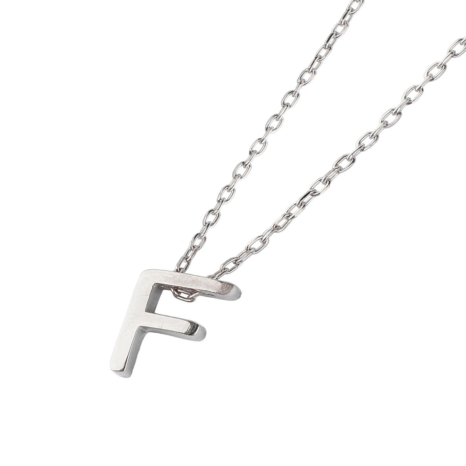 Collar de Plata Esterlina 925 Letra F-0