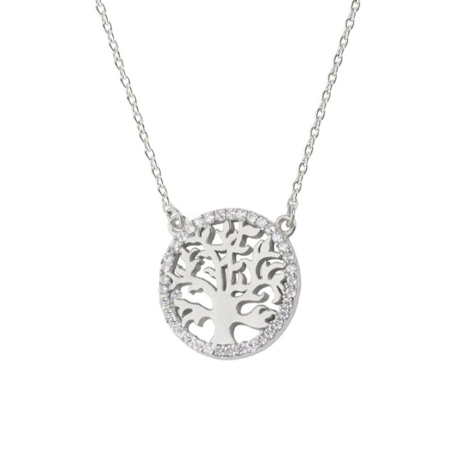 Collar de Plata Esterlina 925 Arbol de Vida Circon-1