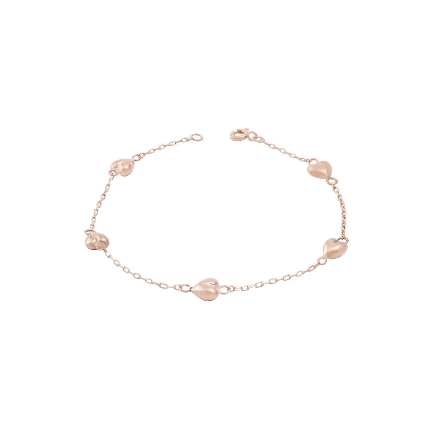 Pulsera Oro Miel 18kt Corazones-2