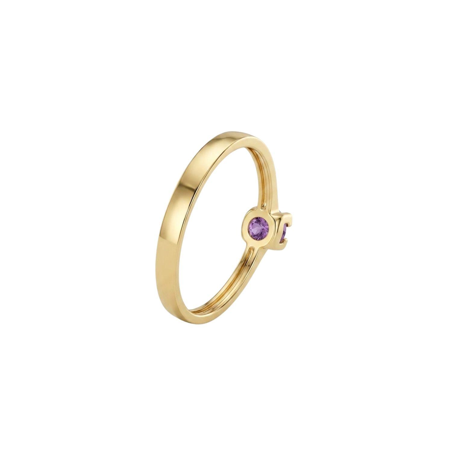 Anillo Oro Miel 18kt Solitario Cuadrado con Amatista-2