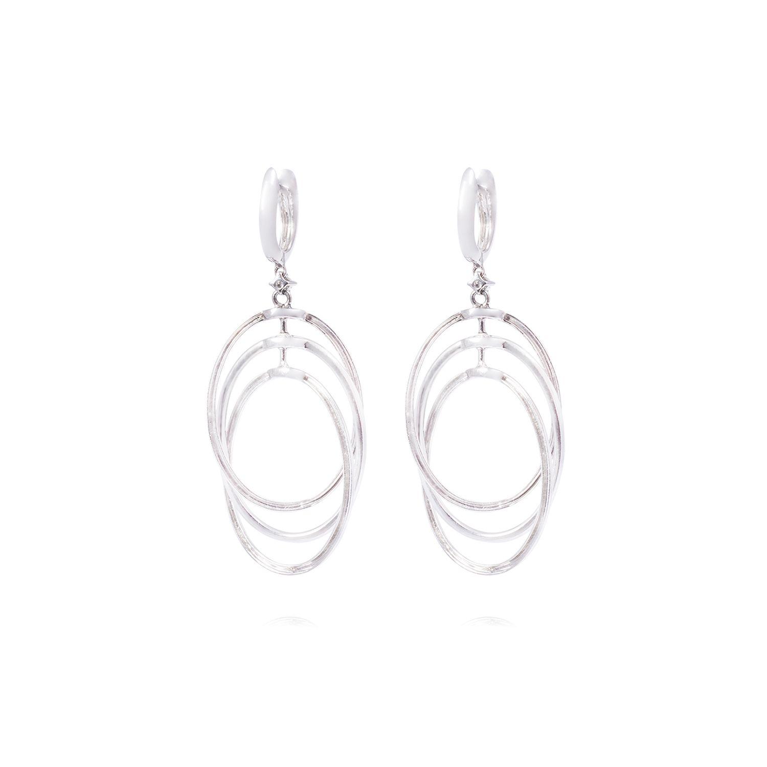 Aros Oro Blanco 18kt Tres Círculos Diamantes 78 Pts-2