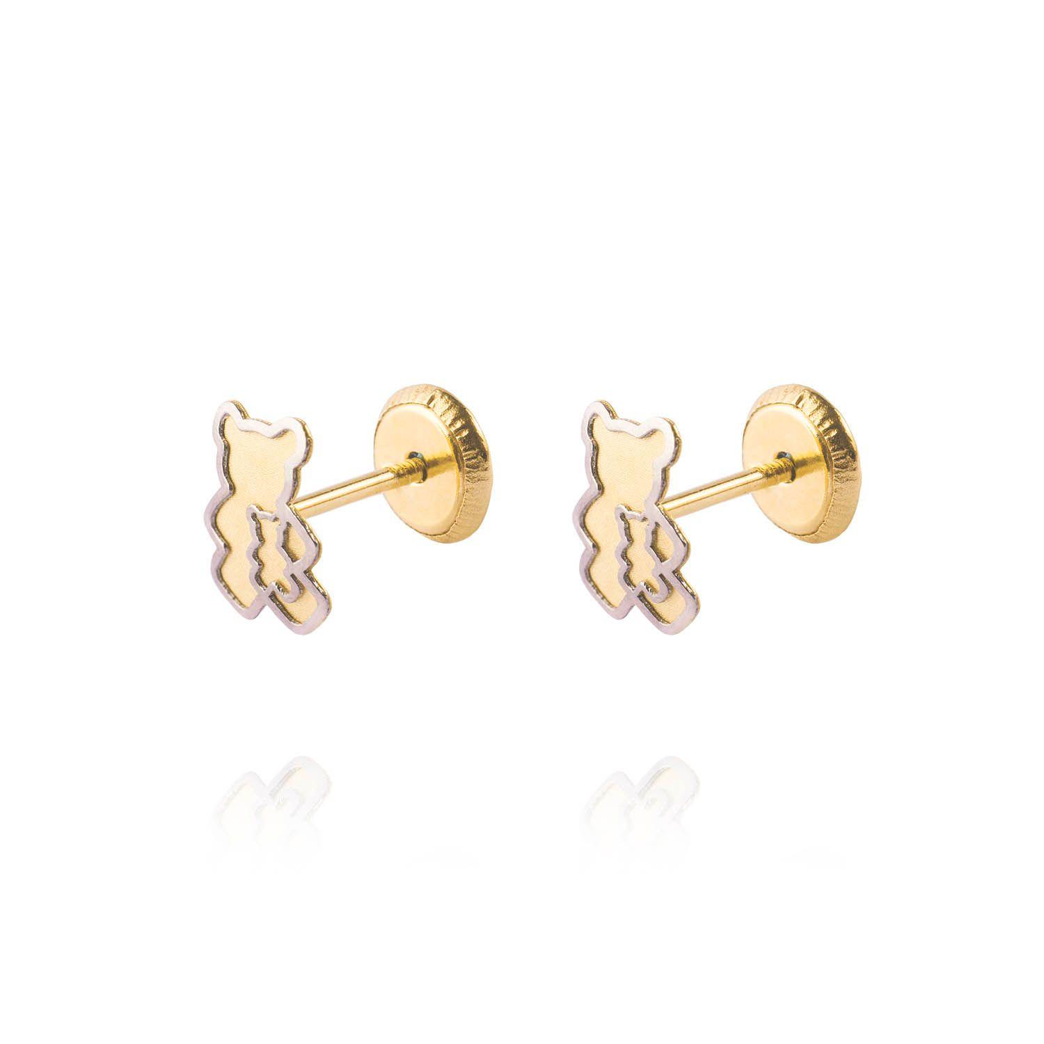 Aros de Oro 18kt Osito Satinado-0