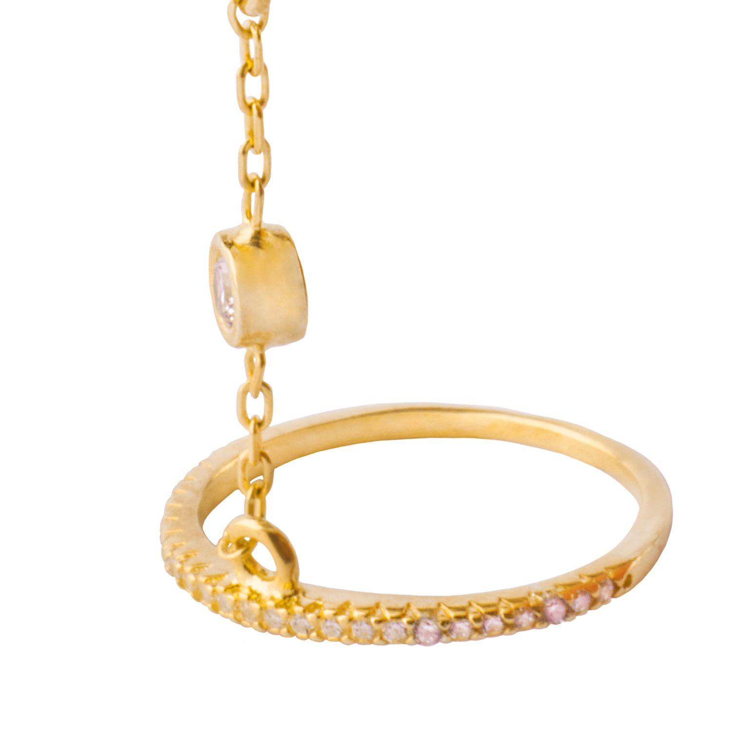 Anillo de Plata Esterlina 925 Cadena Doble Revestido en Oro 18kt-1