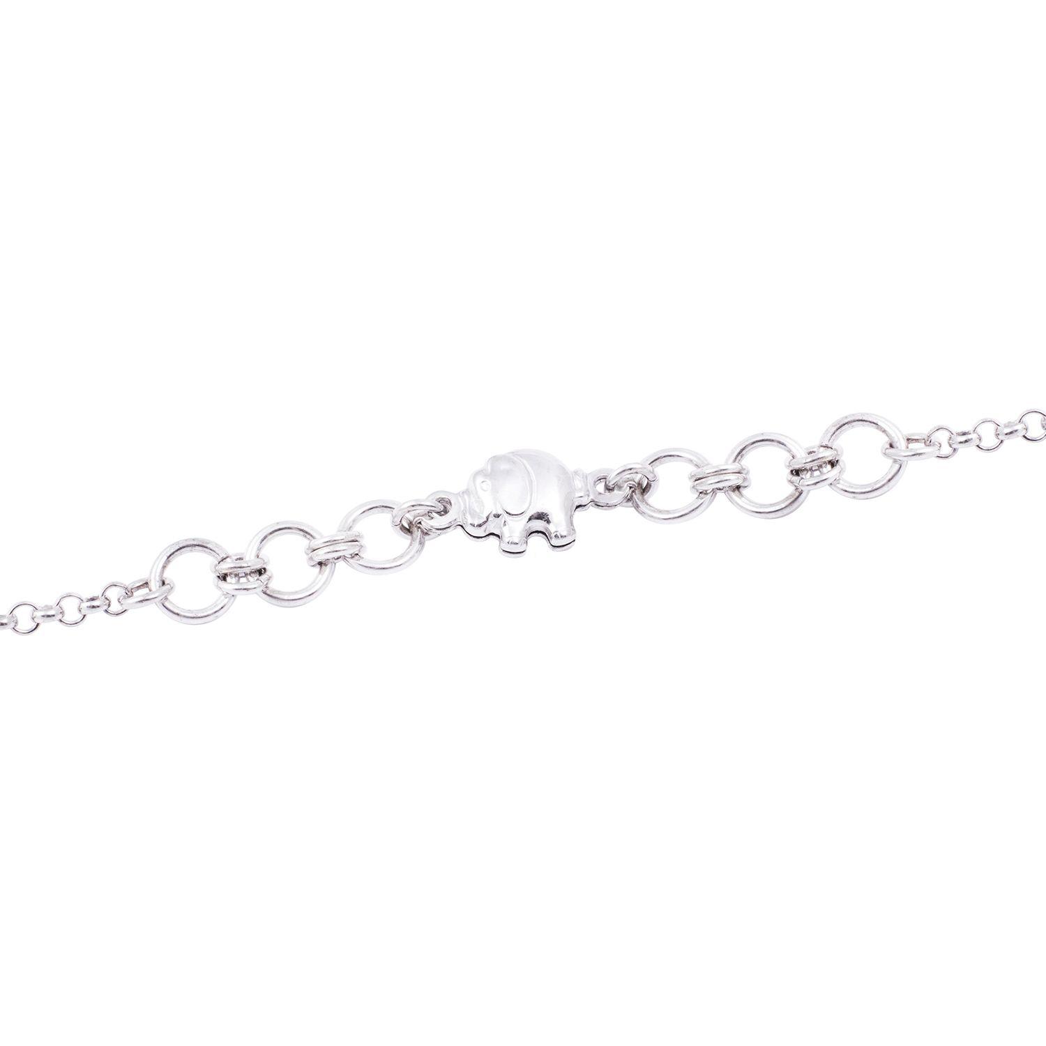 Pulsera de Plata Esterlina 925 Eslabones y Elefante Protector-1