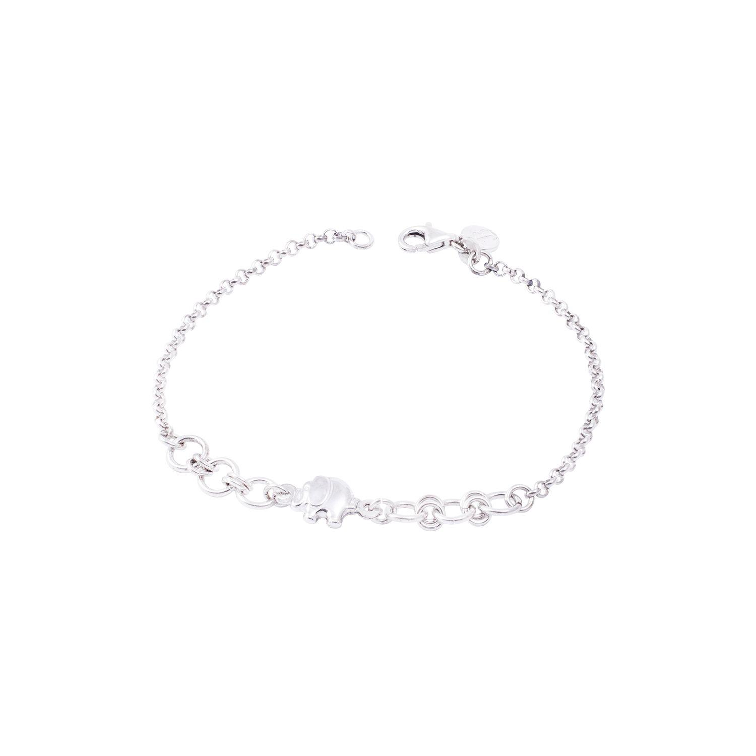Pulsera de Plata Esterlina 925 Eslabones y Elefante Protector-2