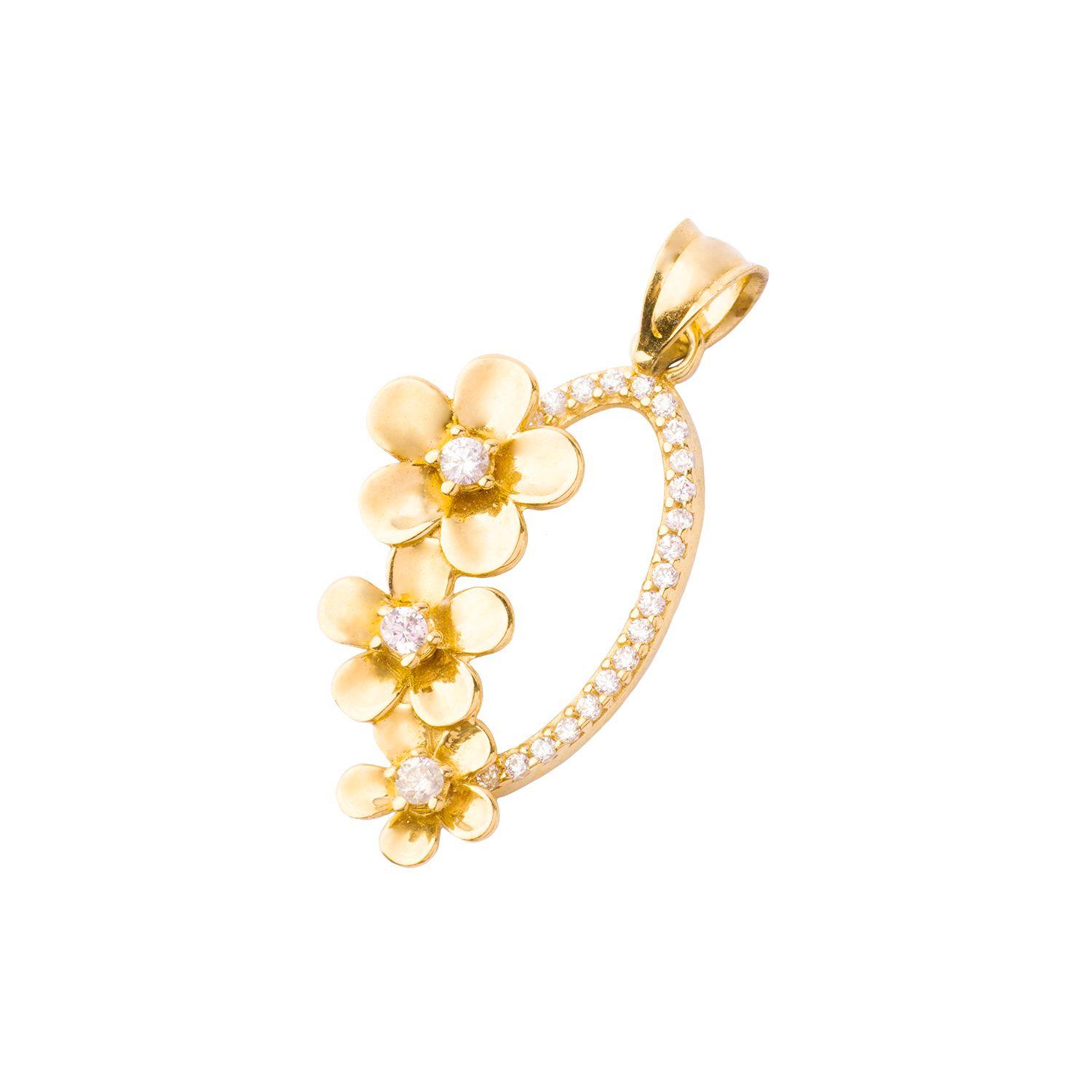Colgante de Oro 18kt Trio de Flores-0